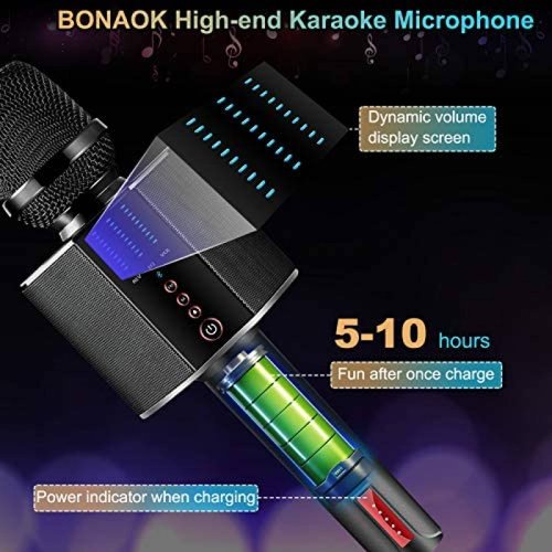 Microfono de karaoke BONAOK D09 Portatil Inalambrico -Negro