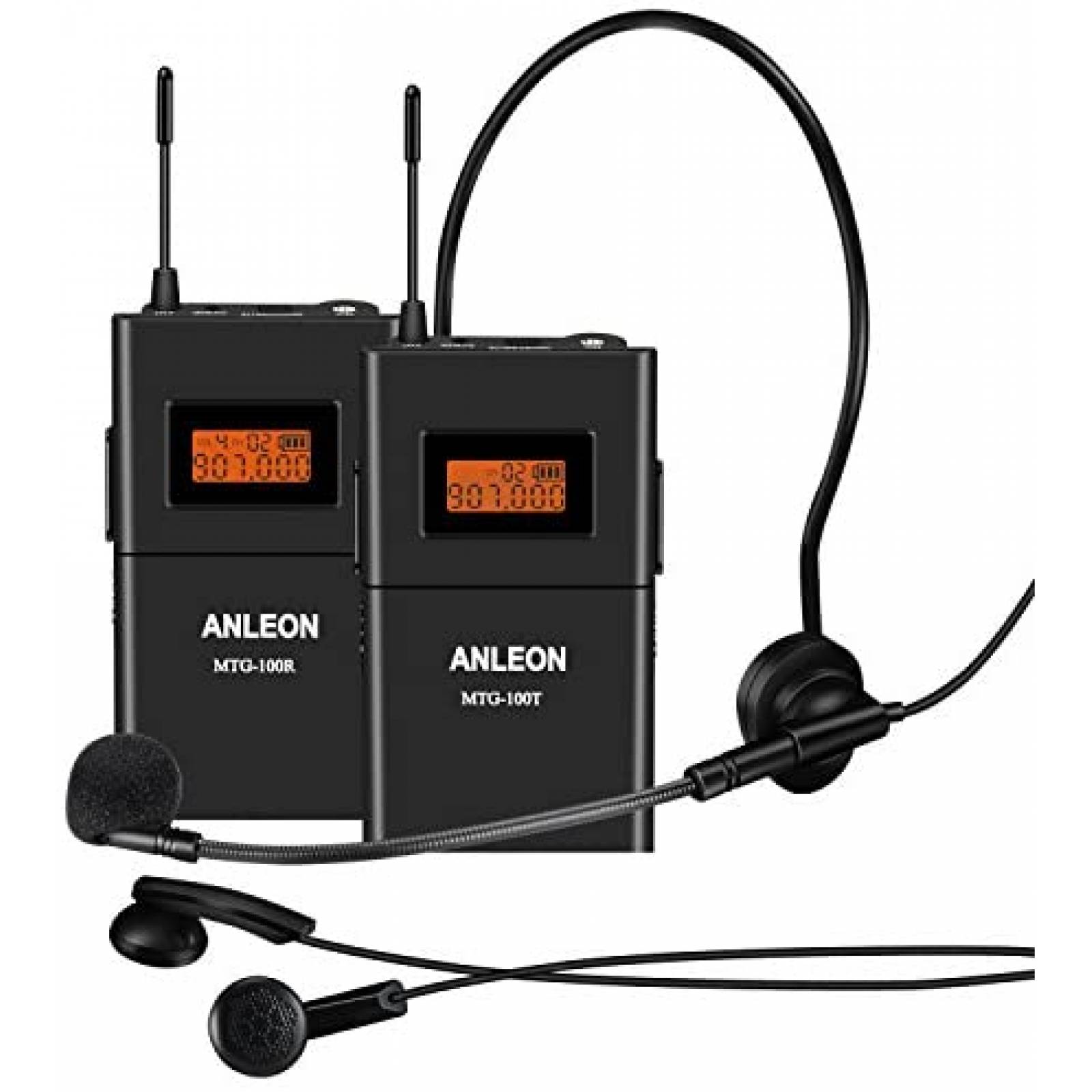 Microfono Anleon 915 mhz 1 Transmisor 1 Receptor -Negro