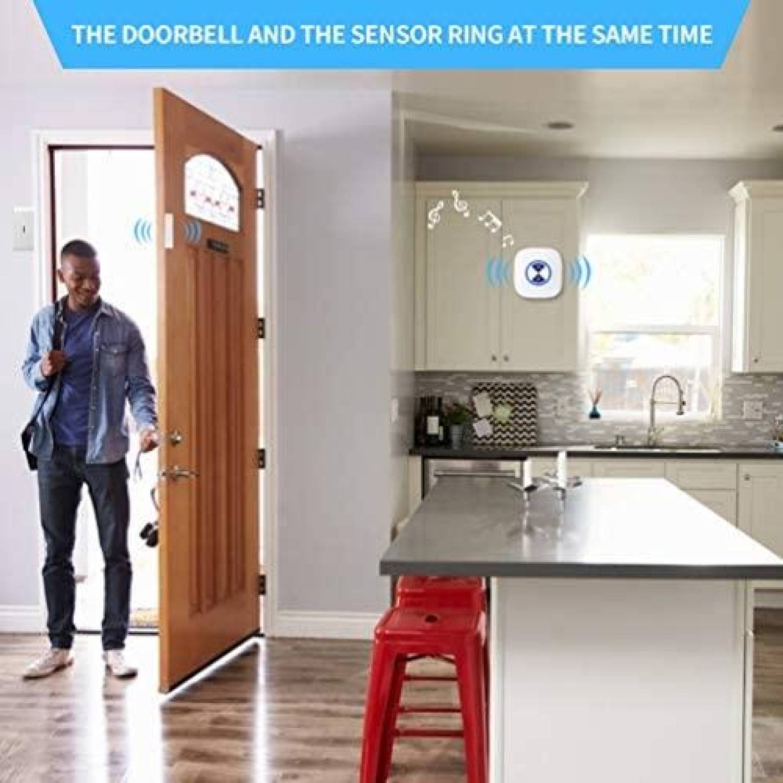 Timbre de Puerta DATONTEN Sensor de Seguridad Inalambrico