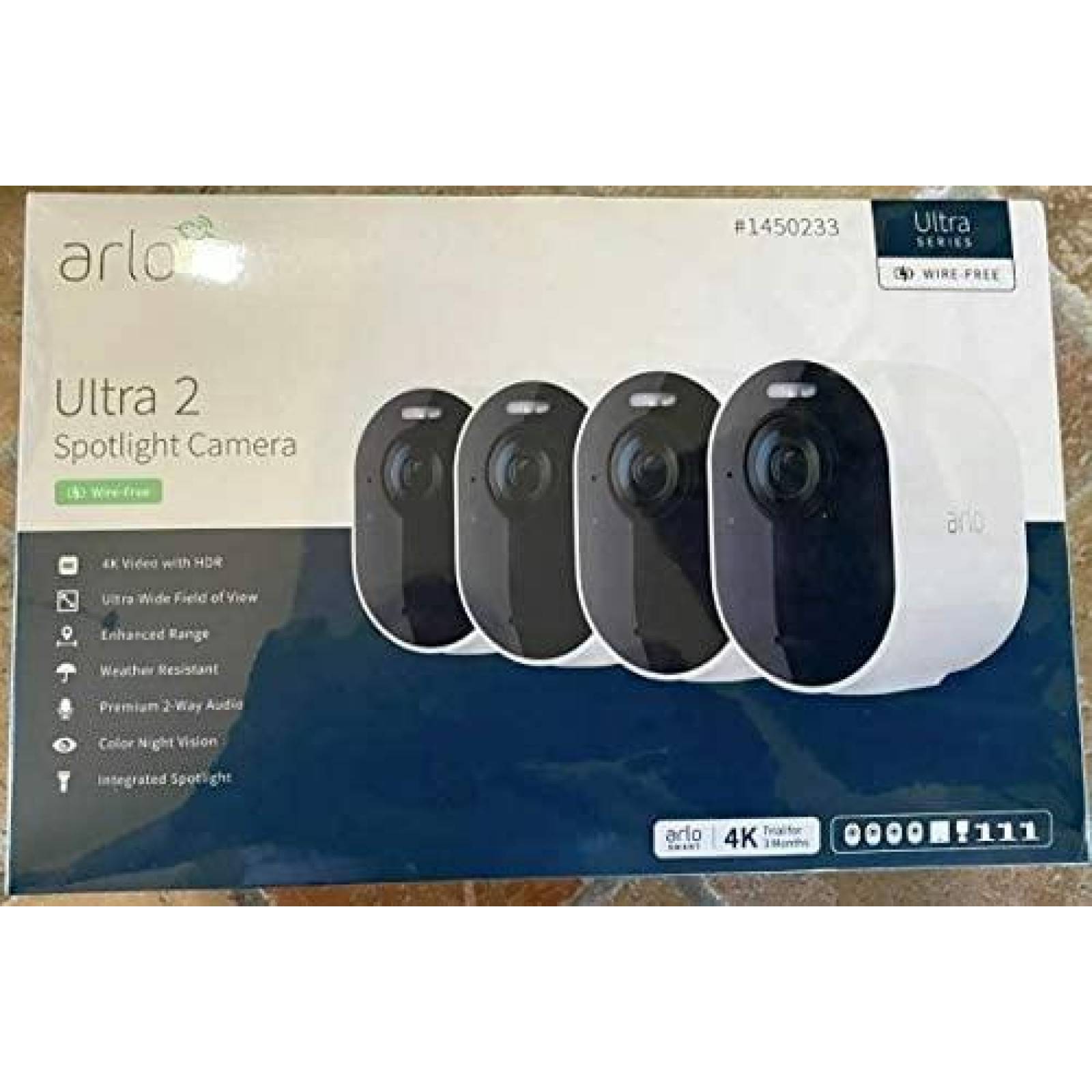 Camaras de Seguridad Arlo Ultra 2 4 Pzs 4K HD 180 -Blanco