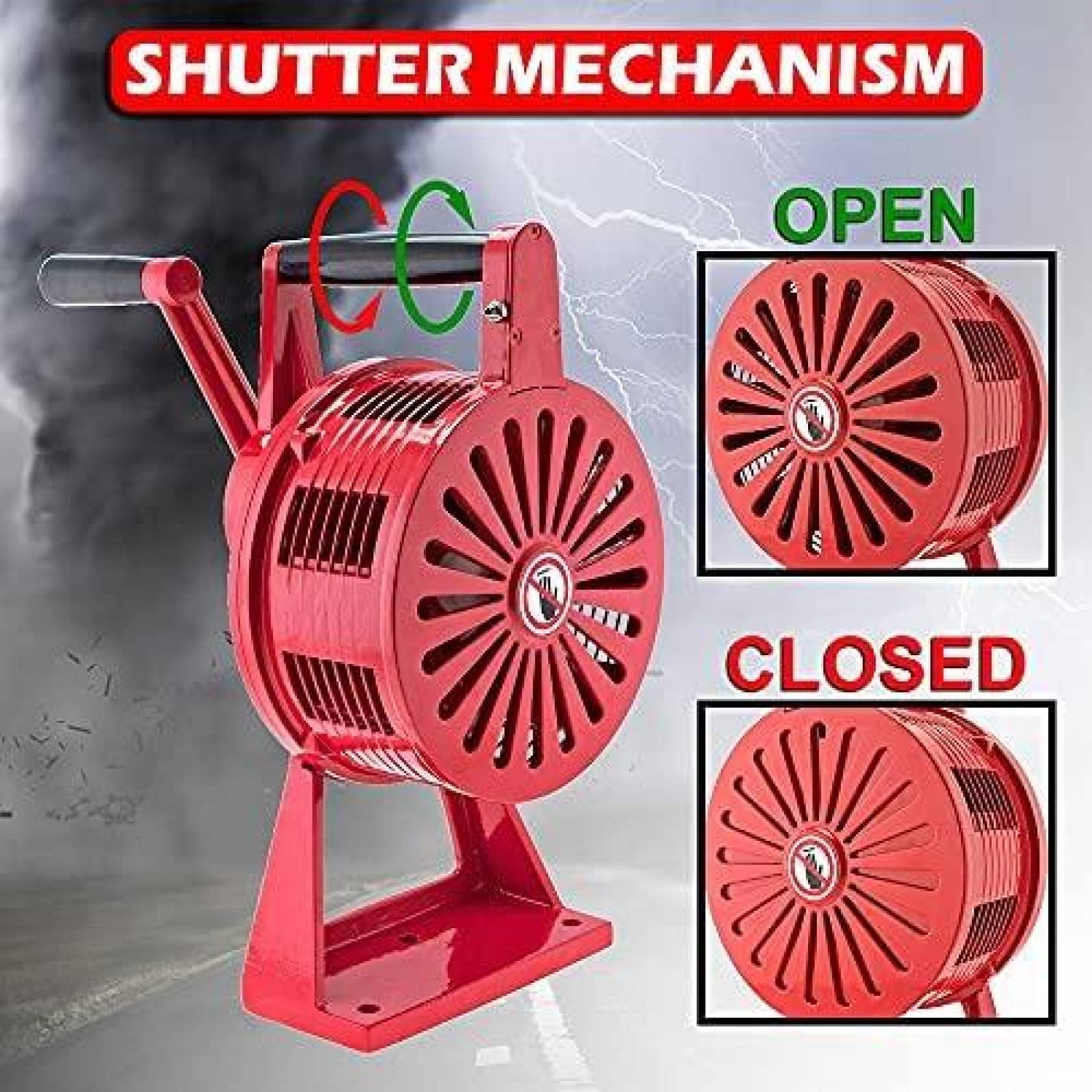 Sirena Vixen Horns VXS-1200MR De Manivela Montaje Base -Rojo