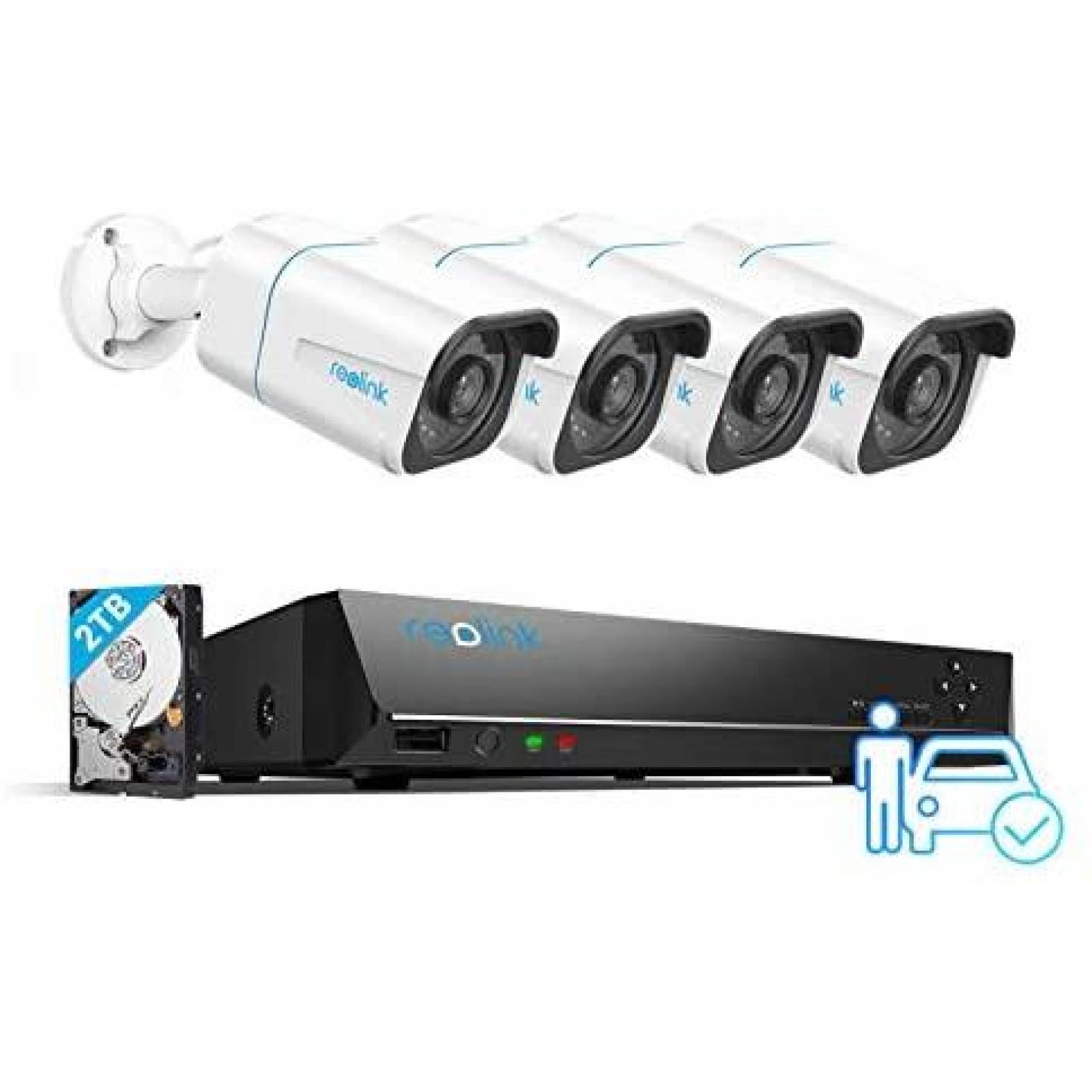 Sistema de Seguridad REOLINK 4 Camaras 8 Canales 4K -Blanco