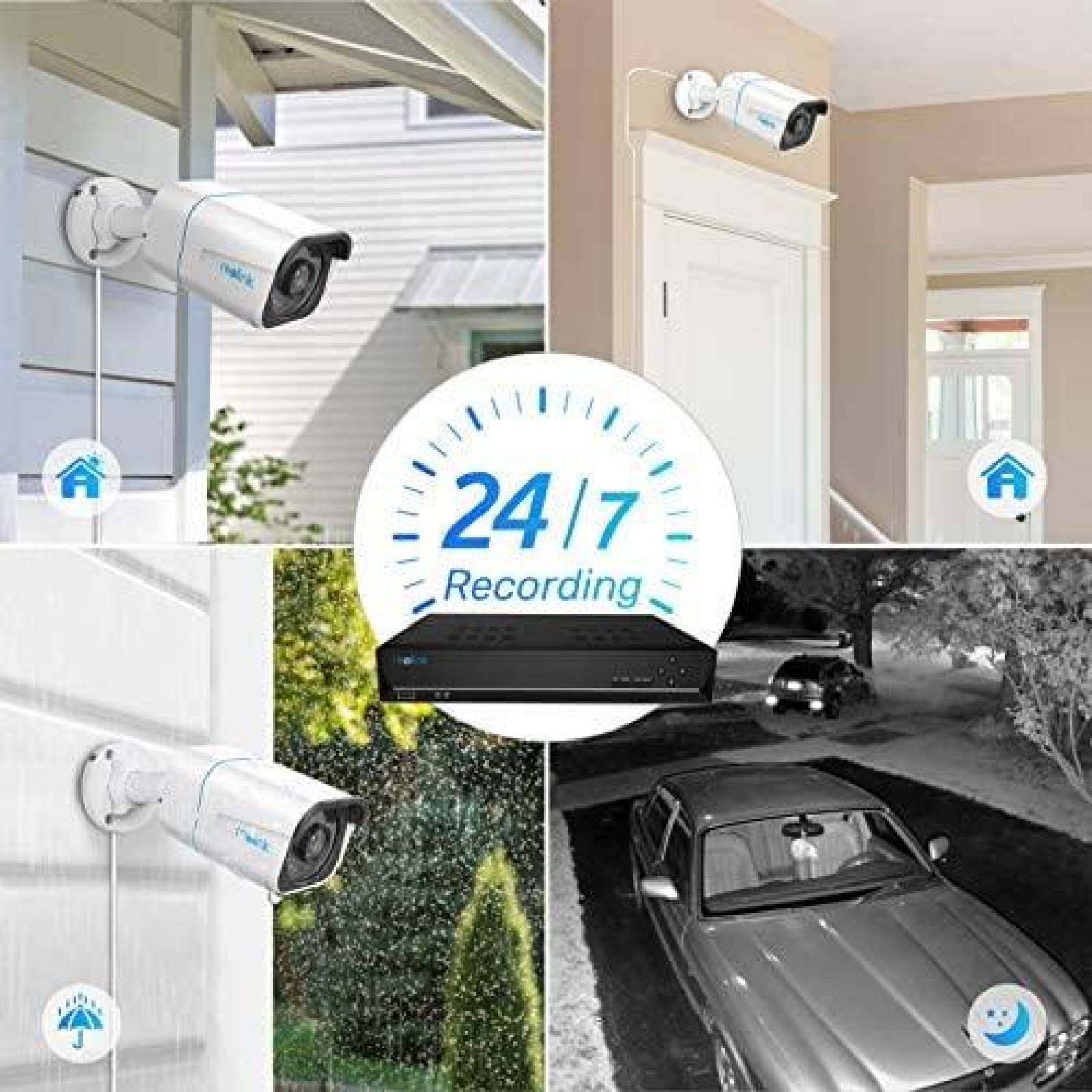 Sistema de Seguridad REOLINK 4 Camaras 8 Canales 4K -Blanco