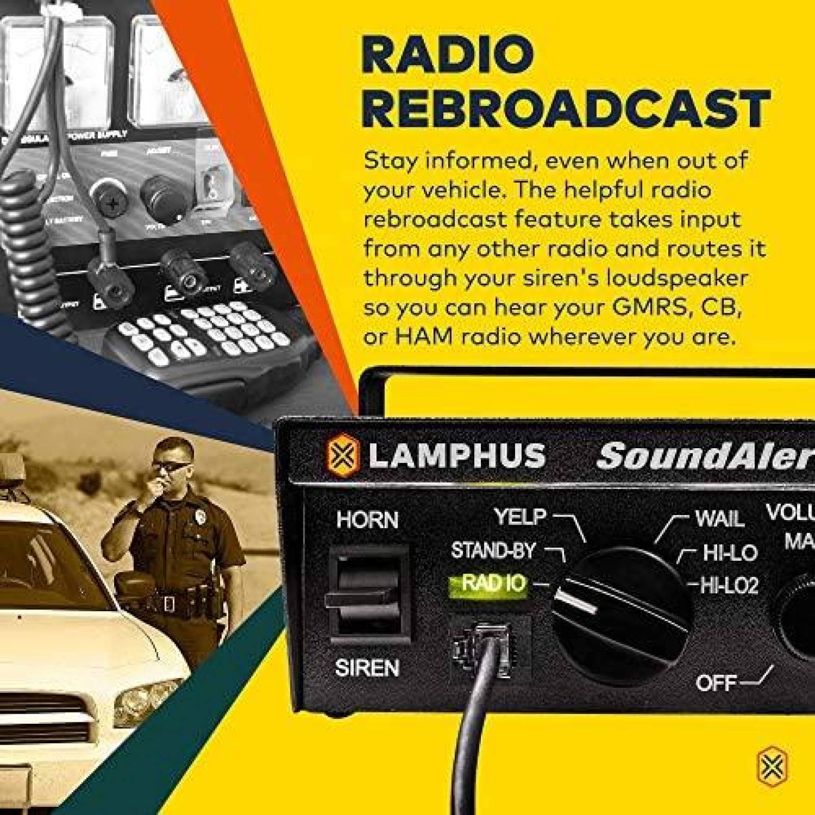 Kit de Sirena LAMPHUS 100W Megafono Policial de Emergencia