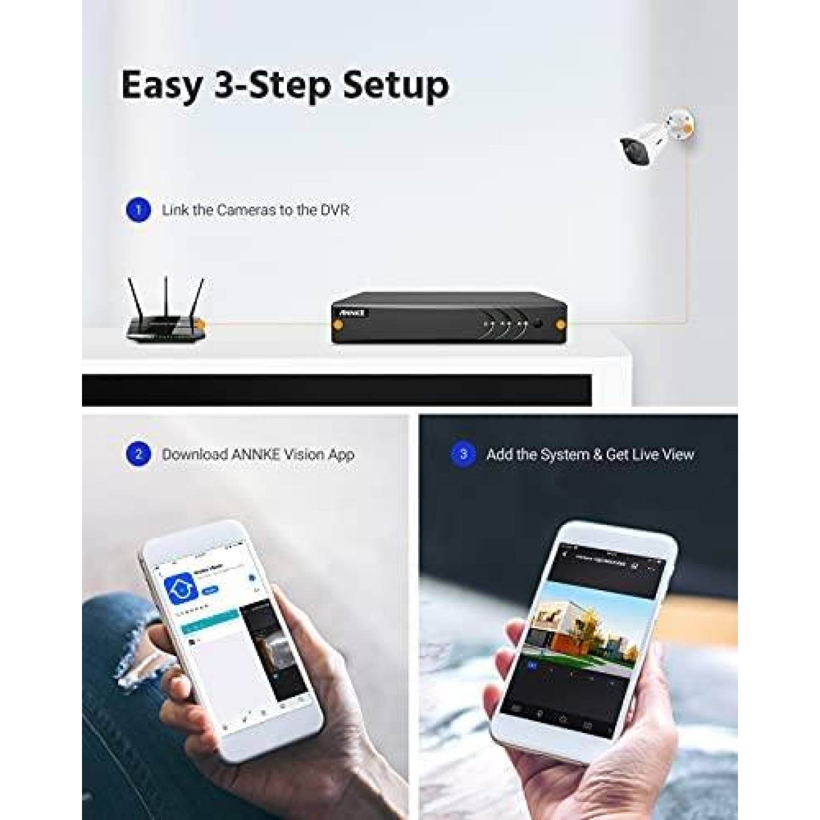 Sistema de Seguridad ANNKE Camaras 8  1080P HD con DVR 16CH