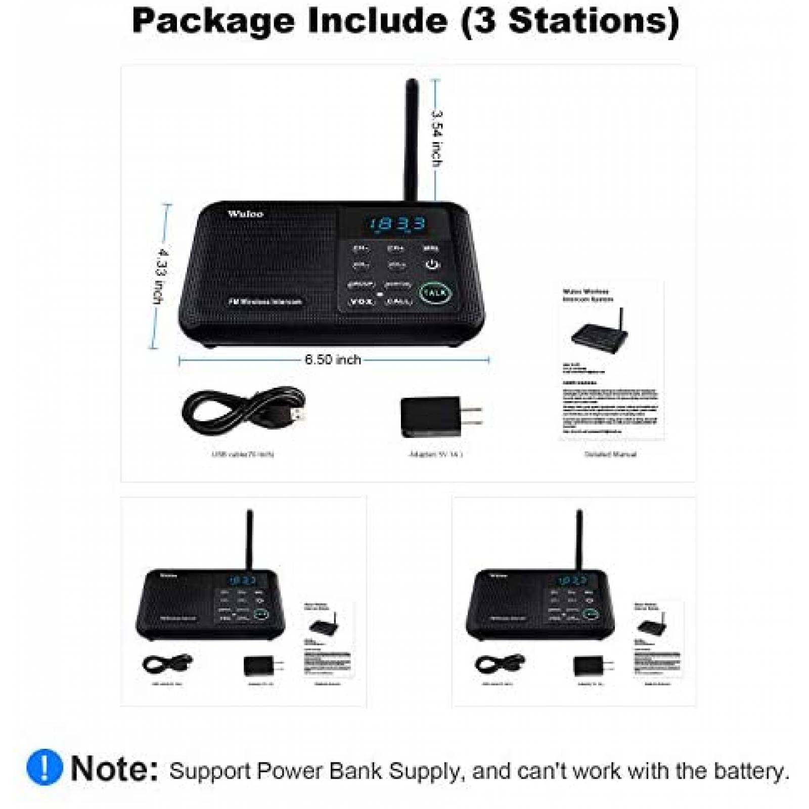 Kit de Comunicacion Wuloo 3 Intercomunicadores Inalambricos