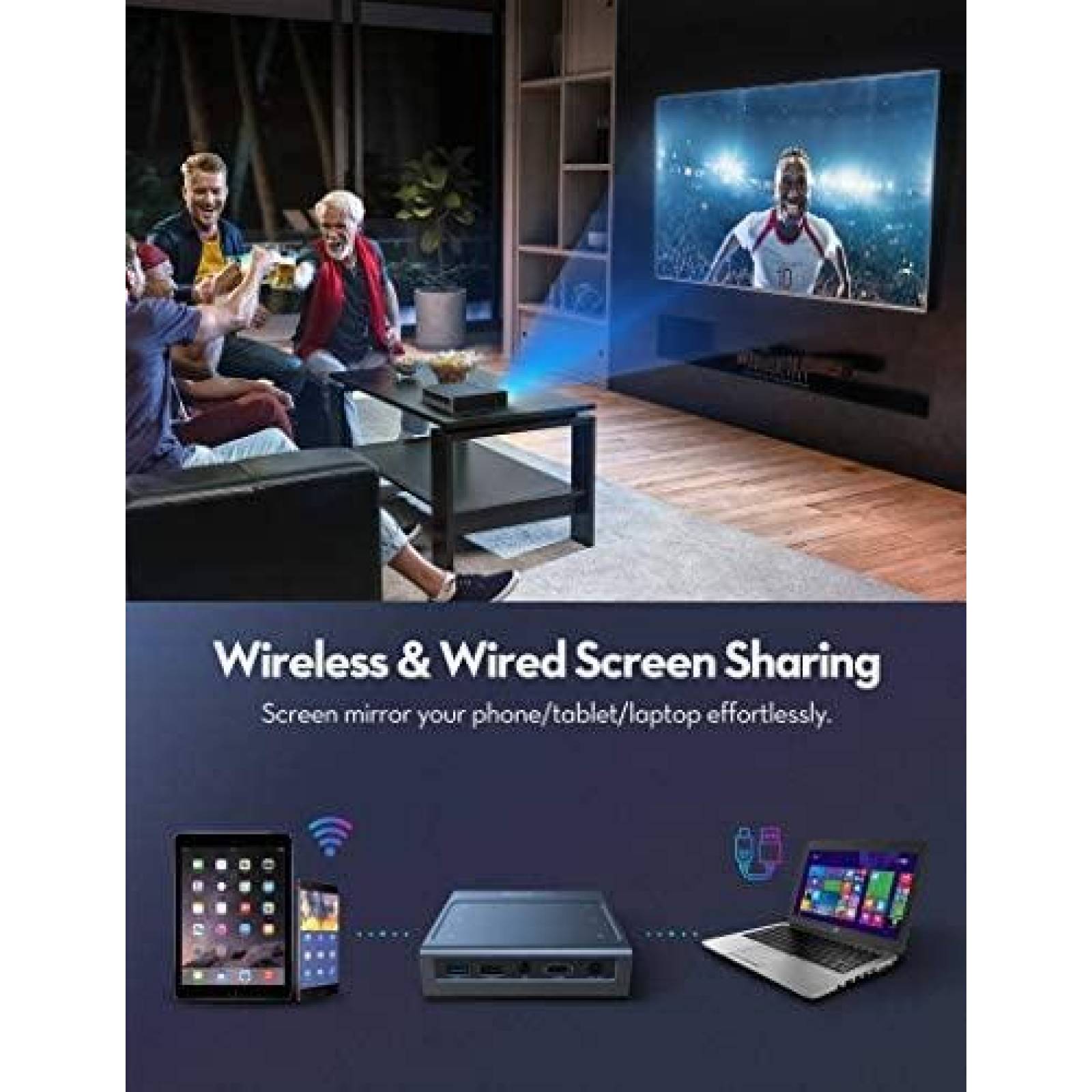 Mini Projector Dragon Touch Z1 150 ANSI Lumen 1080P Portatil