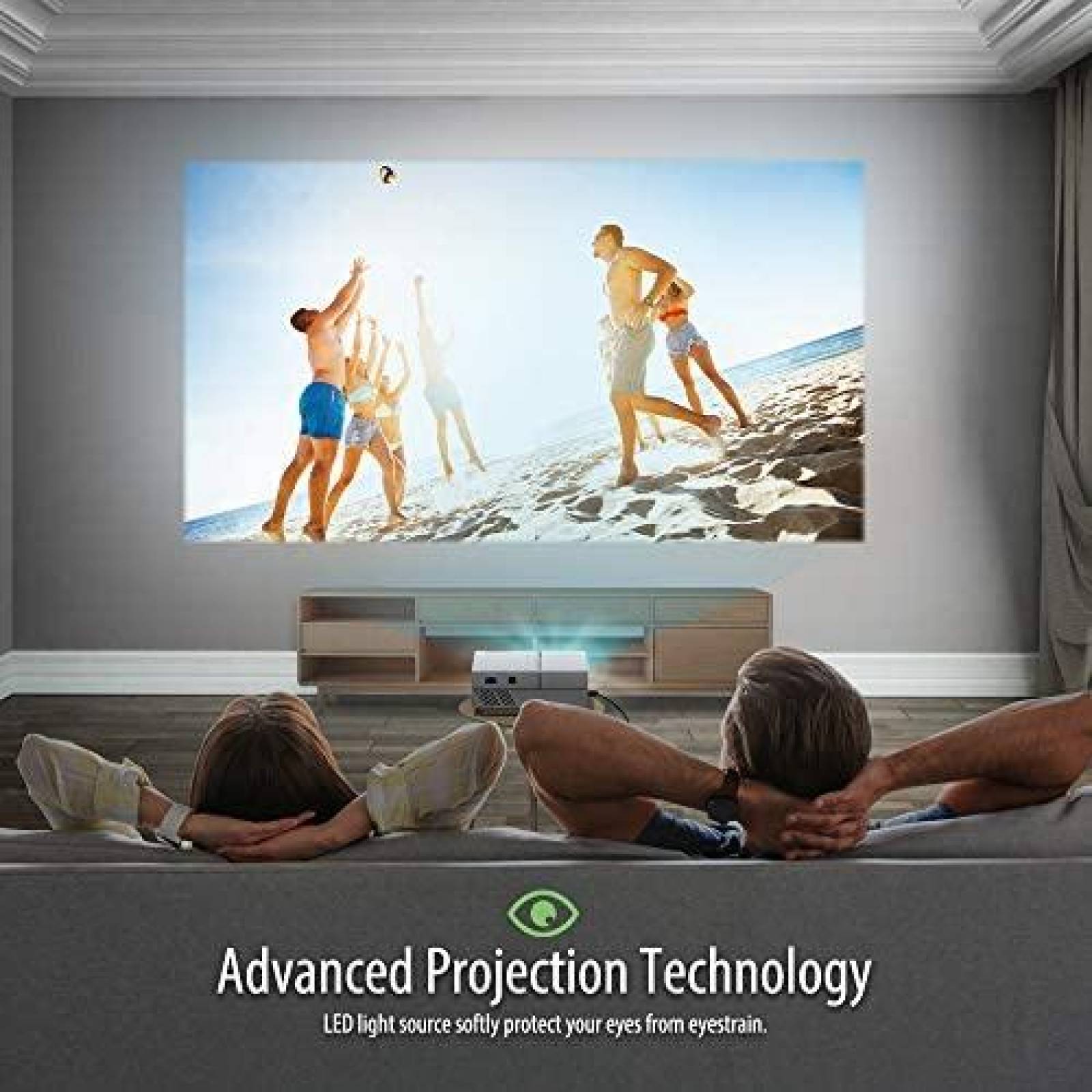 Proyector Portatil Vamvo 1080P Display 200'' Digital -Blanco