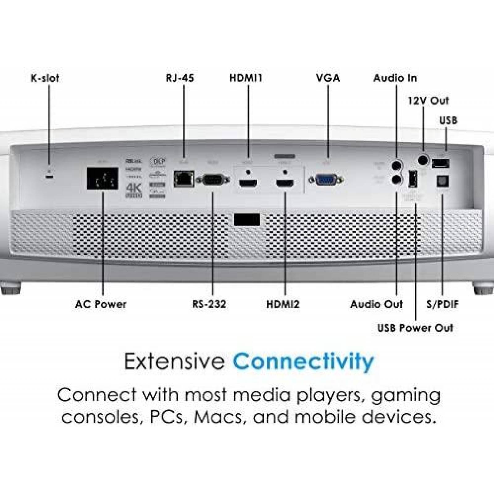 Proyector Optoma UHD60 4K UHD 3000 Lumenes HDMI -Blanco