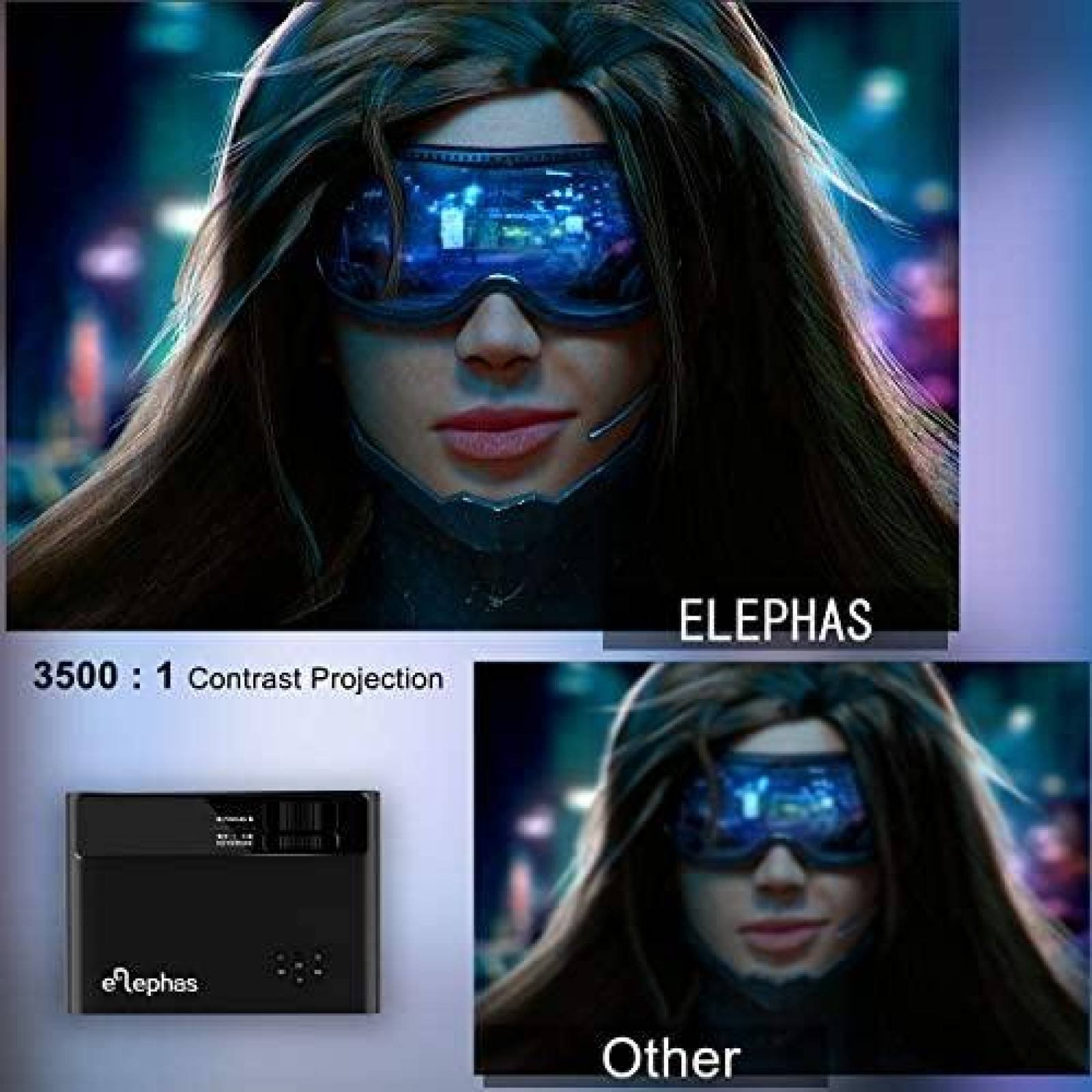 Proyector ELEPHAS Portatil Mini para Celular 1080P HD