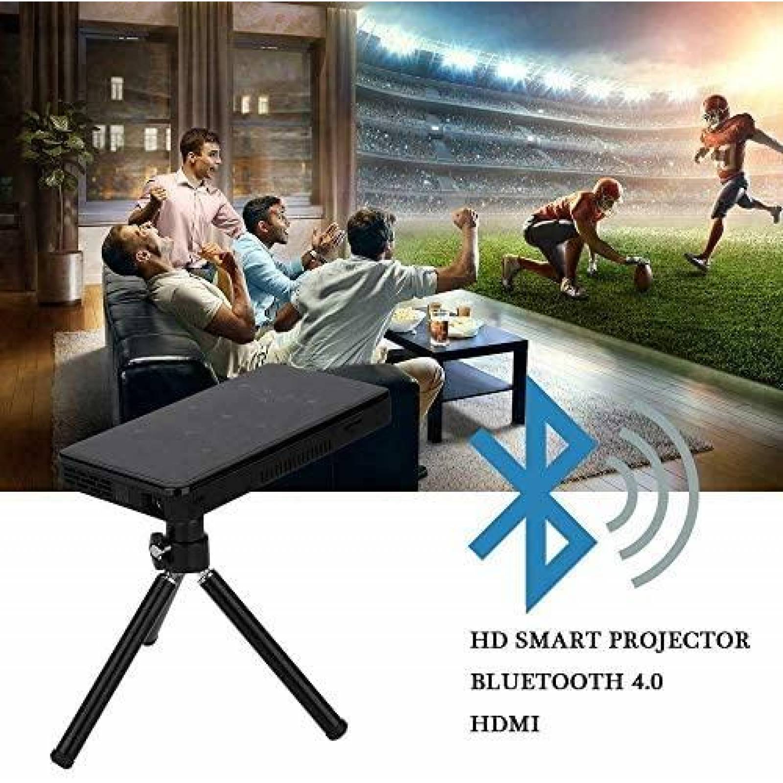 Mini proyector ROMIX portatil inteligente DLO, HD 4K -Negro