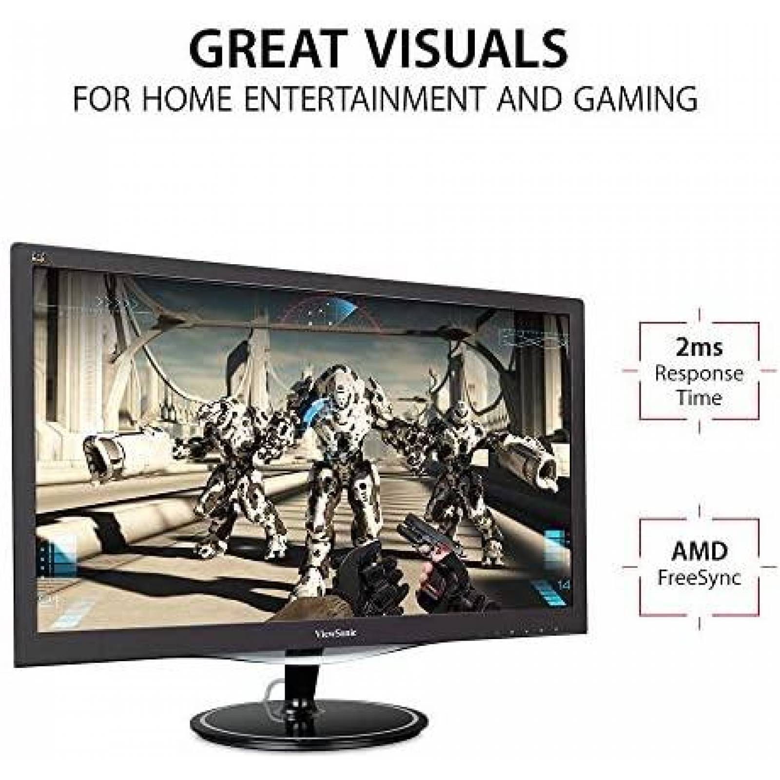 Monitor ViewSonic de 24'' con VGA DisplayPort y HDMI -Negro