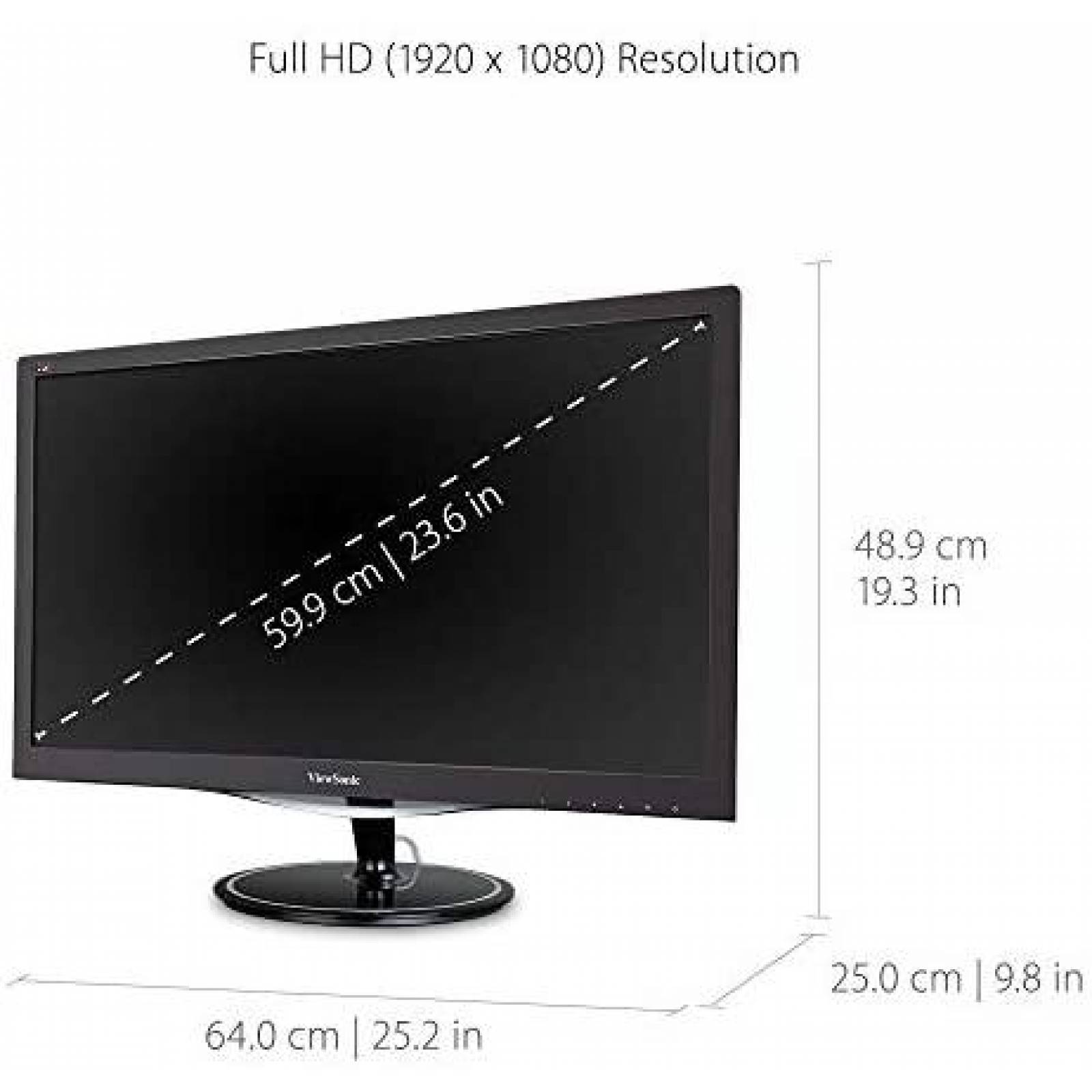 Monitor ViewSonic de 24'' con VGA DisplayPort y HDMI -Negro