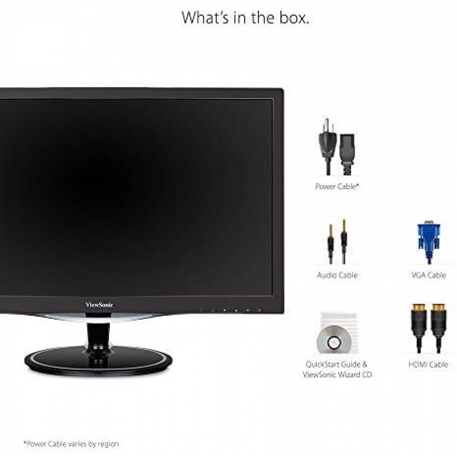 Monitor ViewSonic de 24'' con VGA DisplayPort y HDMI -Negro