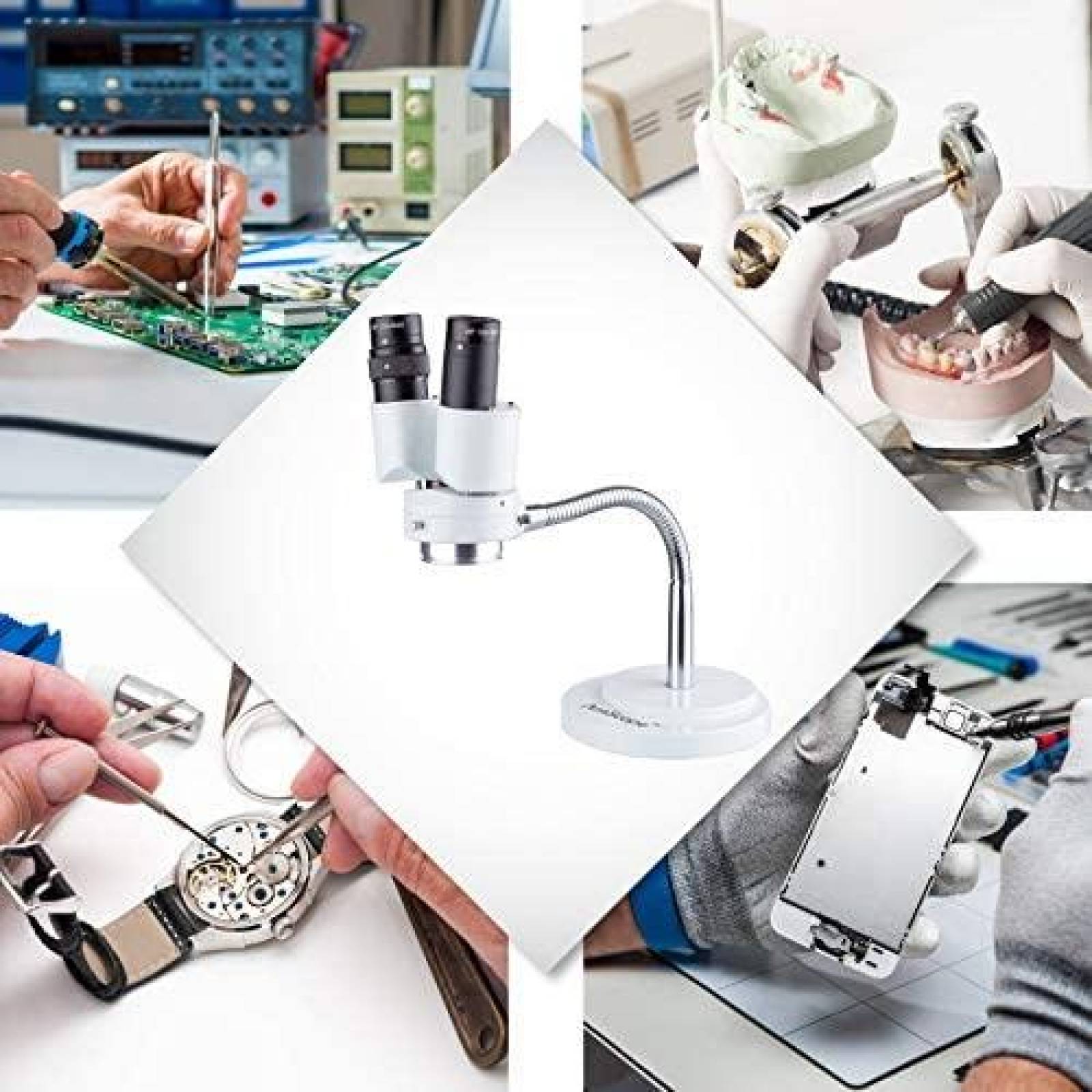 Microscopio AmScope inocular con rotacion 360 -Blanco