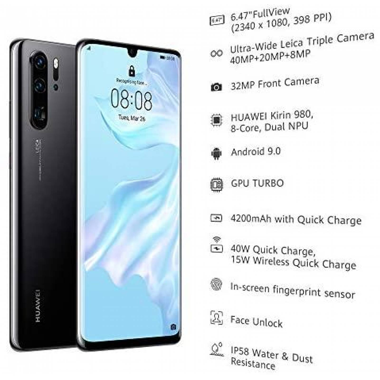 Celular Huawei P30 Pro 8GB 128GB VOG-L29 6.47" -Negro