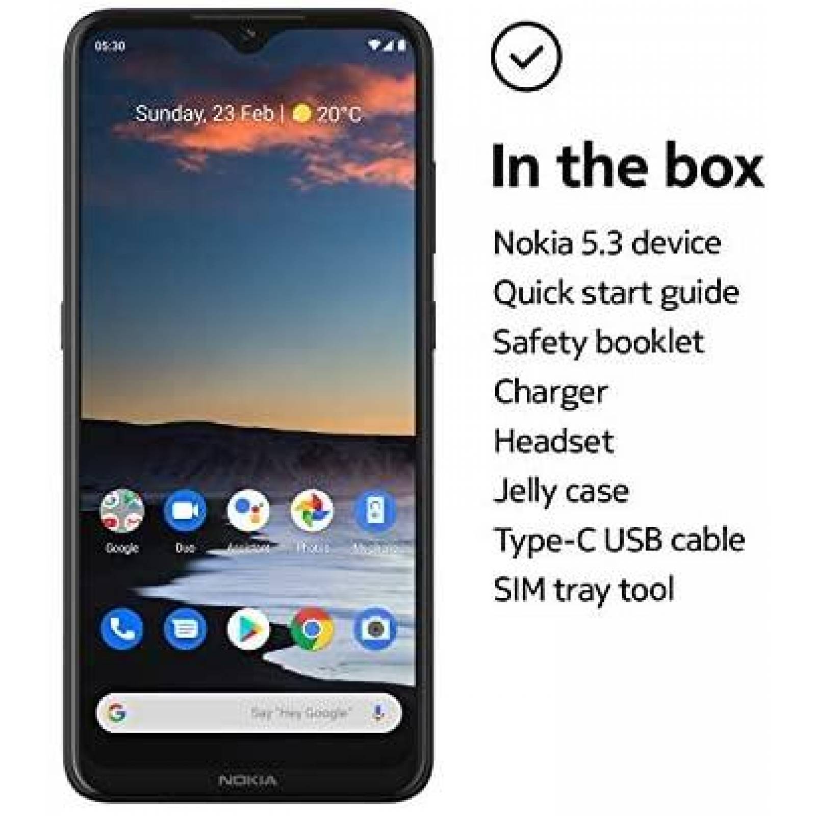 Celular Nokia 5.3 Android 10 4/64GB 6.55'' 13MP -Negro