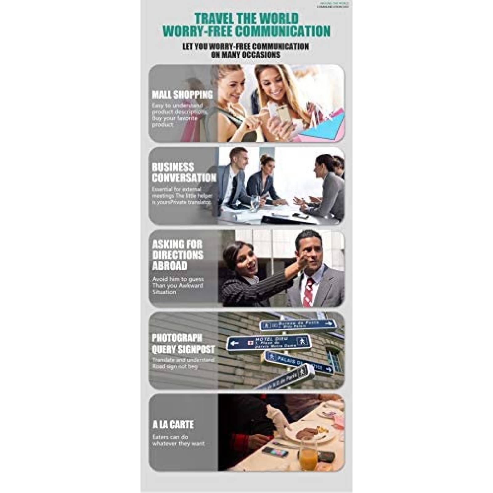 Traductor Portatil FxyxGyc con 107 Lenguajes -Negro