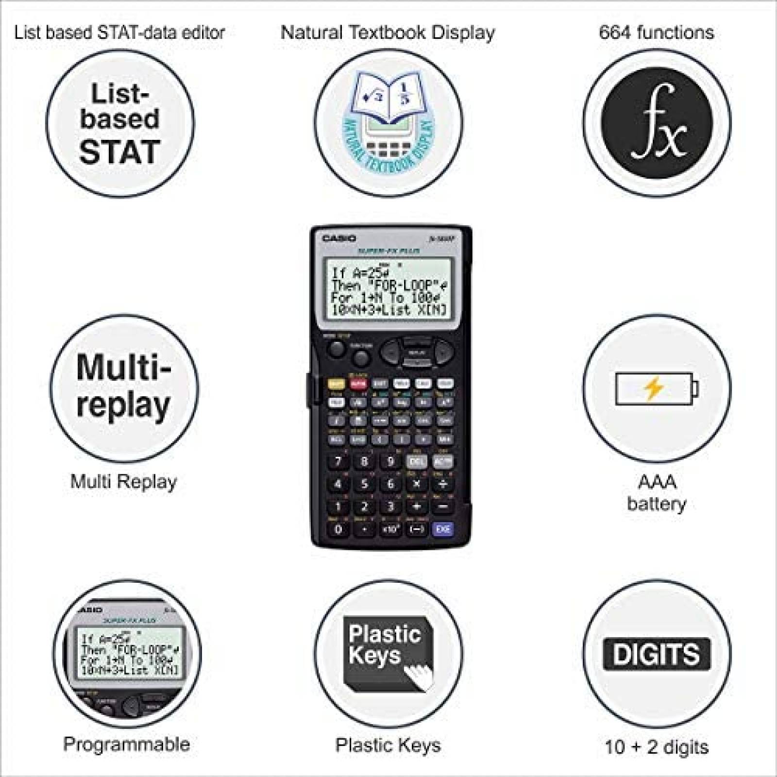 Calculadora Casio FX-5800P 6.42" x 3.21" x 0.59" -Negro