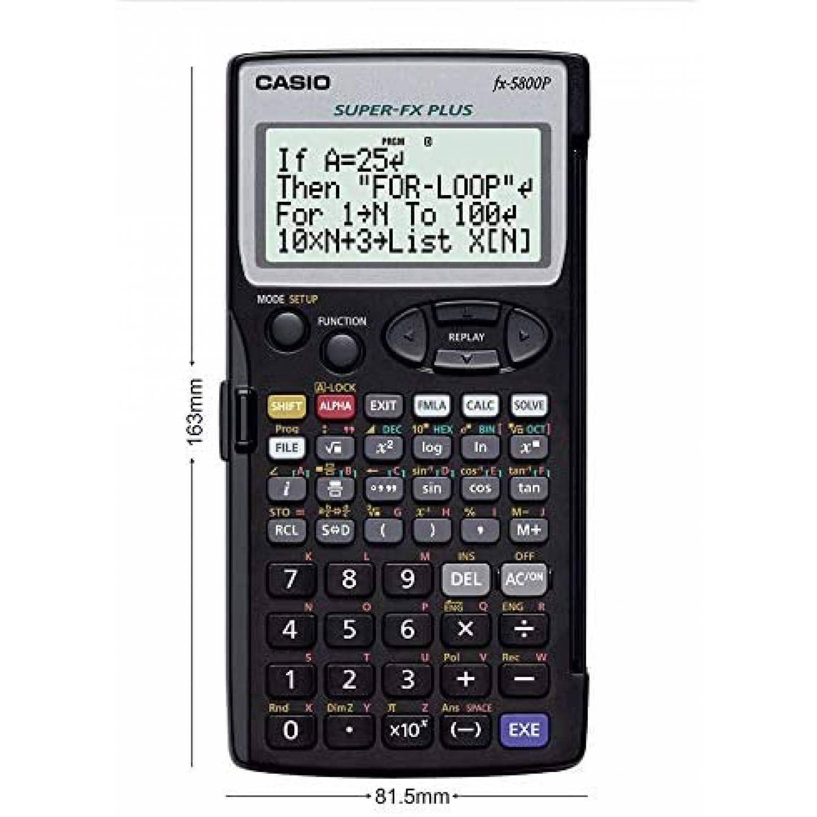 Calculadora Casio FX-5800P 6.42" x 3.21" x 0.59" -Negro