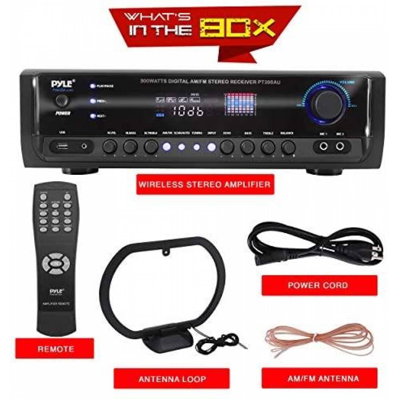 Amplificador De Audio Pyle PT390AU 300W 4 Canales -Negro