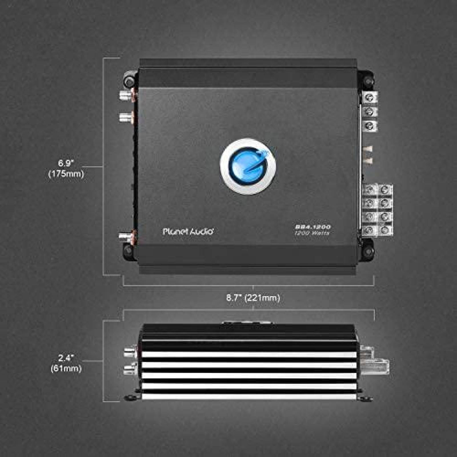 Amplificador Planet Audio 1200 Watts de 4 Canales -Negro