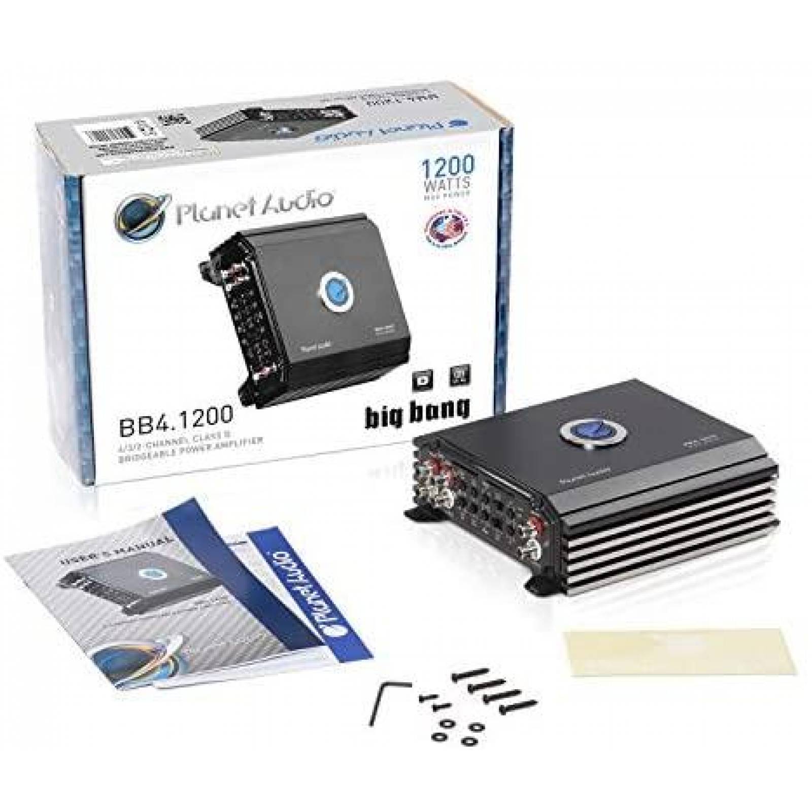 Amplificador Planet Audio 1200 Watts de 4 Canales -Negro