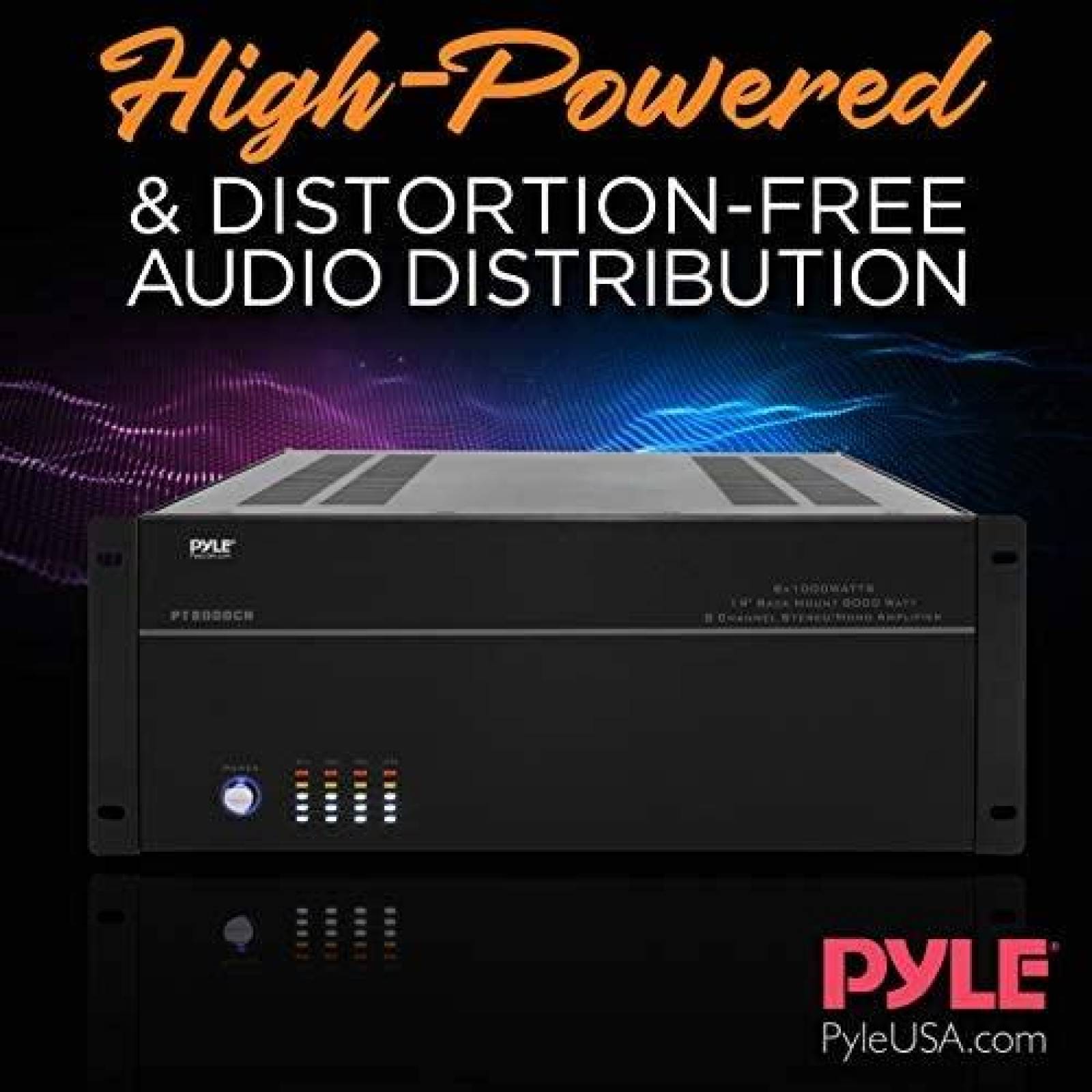 Amplificador Pyle PT8000CH 4 zonas 19" 800v control volumen