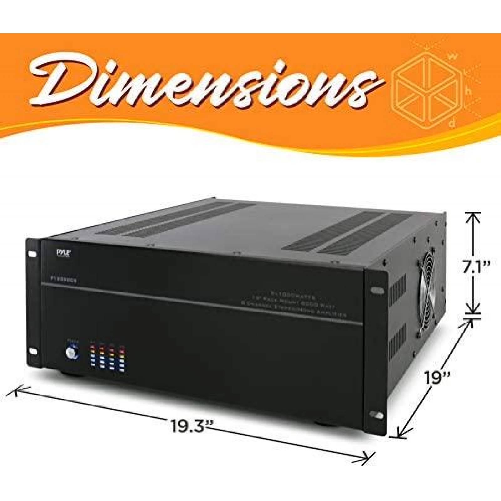 Amplificador Pyle PT8000CH 4 zonas 19" 800v control volumen