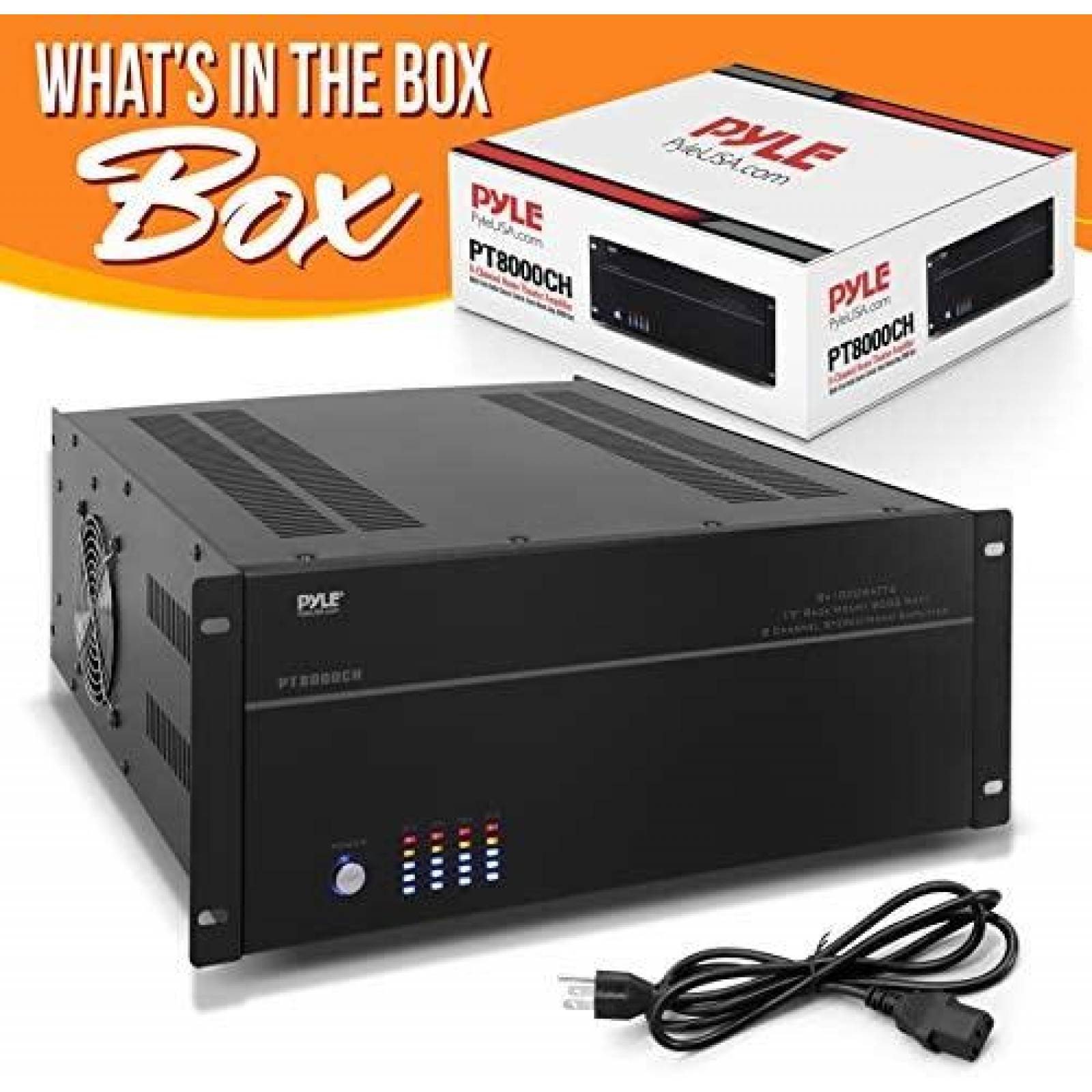 Amplificador Pyle PT8000CH 4 zonas 19" 800v control volumen