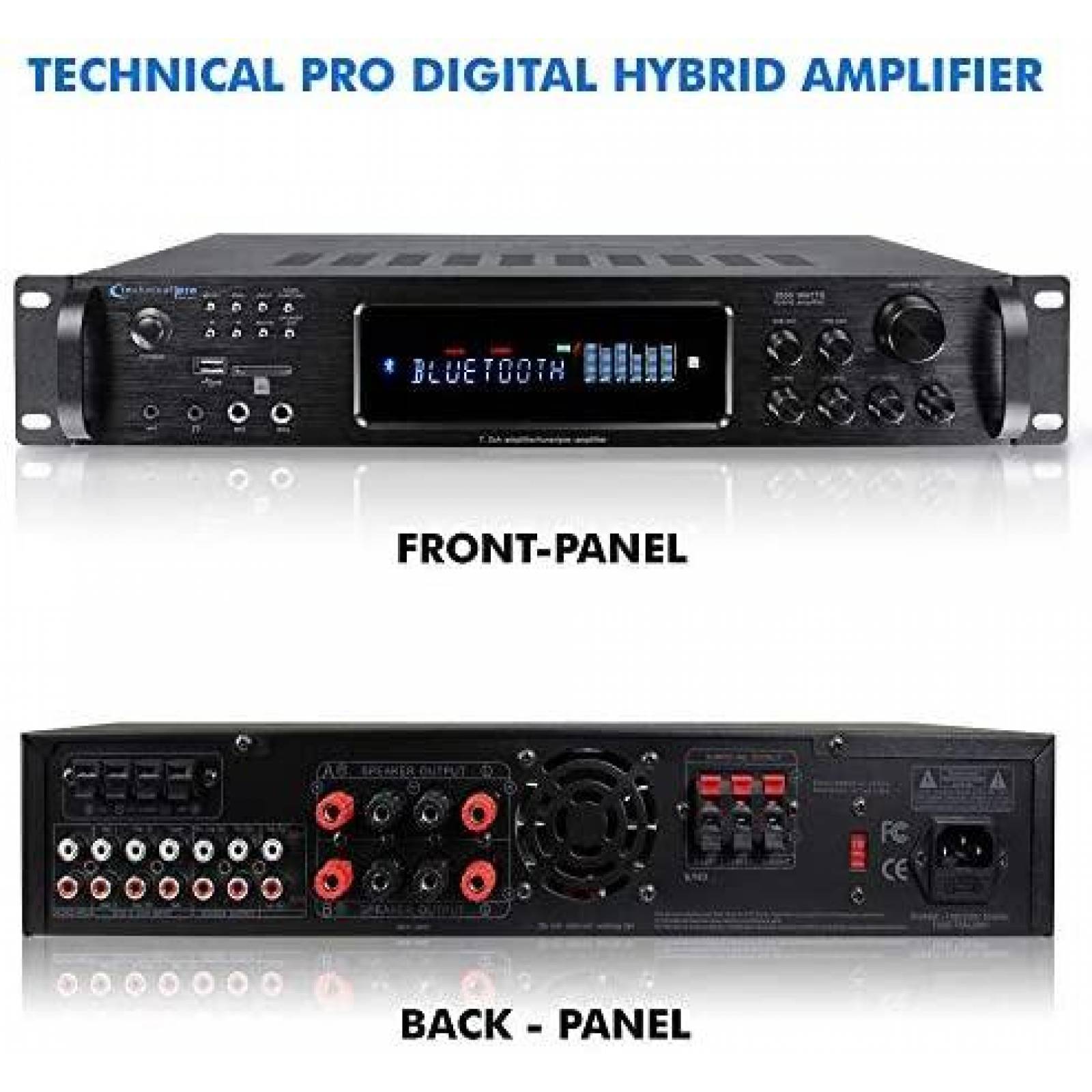 Amplificador Technical Pro 3500 Watts USB/SD -Negro