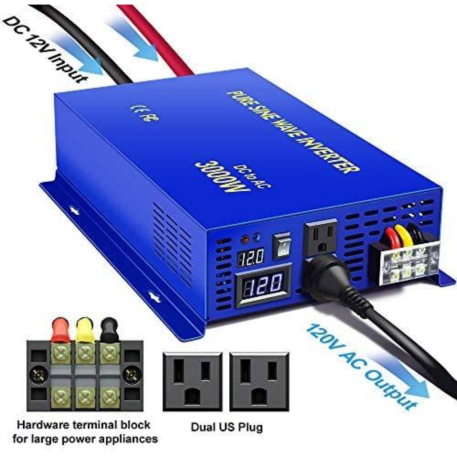 Transformador de Corriente XYZ INVT 2000 W 12V CC a CA 120V