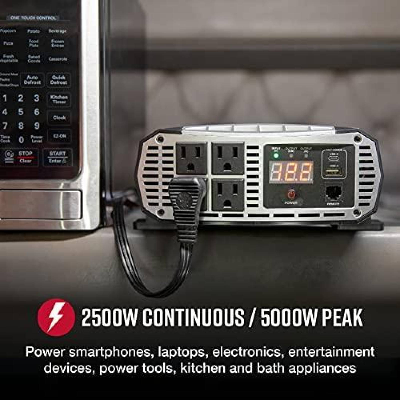 Inversor de Corriente Portatil Cobra CPI2500W -Plateado