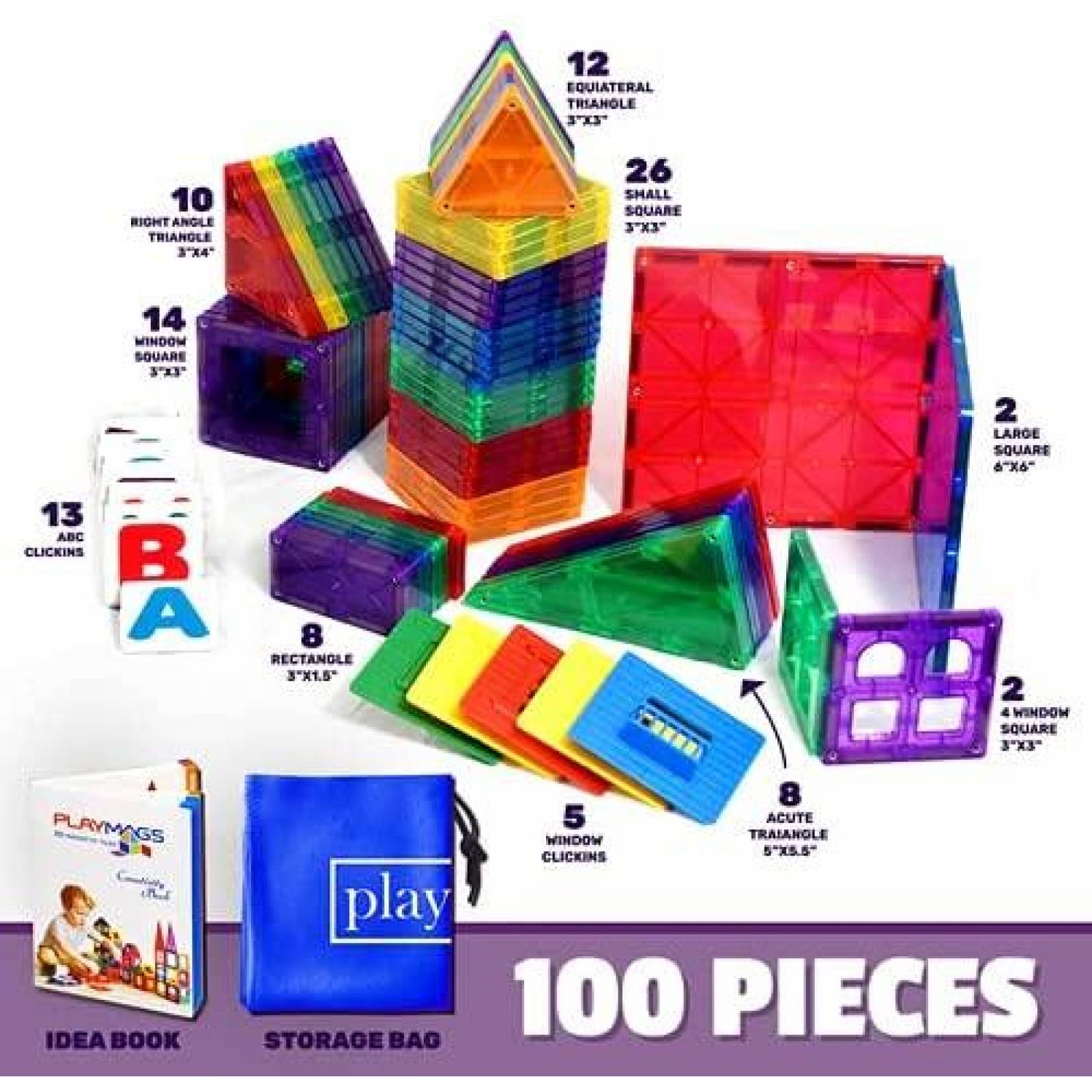 Juguete Armable Playmags Castillo de 100 Bloques de Colores
