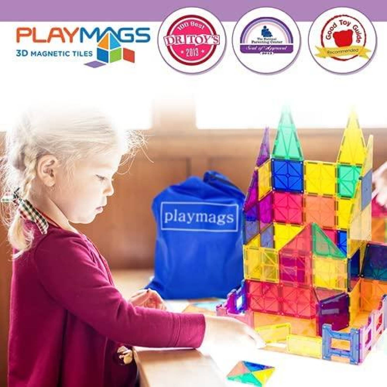 Juguete Armable Playmags Castillo de 100 Bloques de Colores