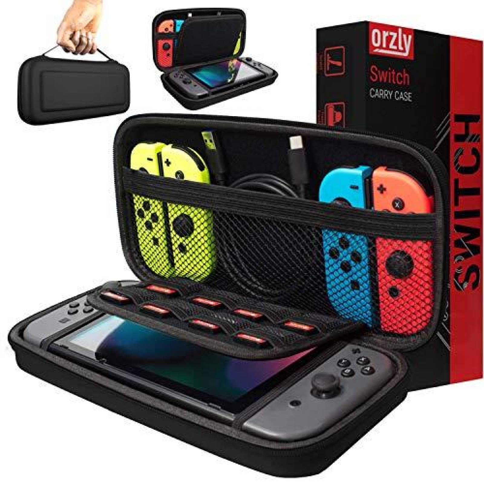 Estuche para Nintendo Switch Orzly Diseo Protector -Negro