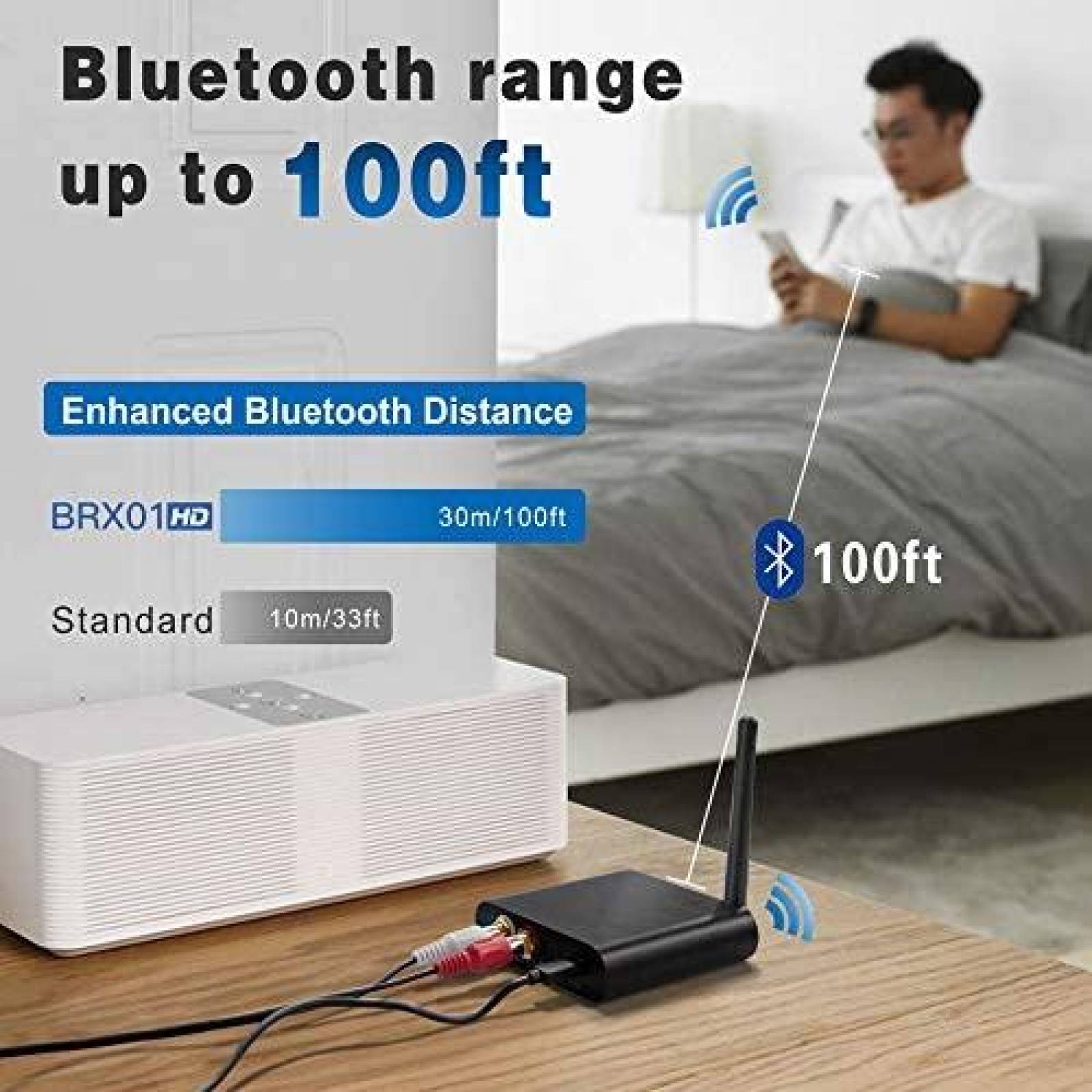 Receptor AKSONIC Adaptador Inalambrico para Bocinas -Negro