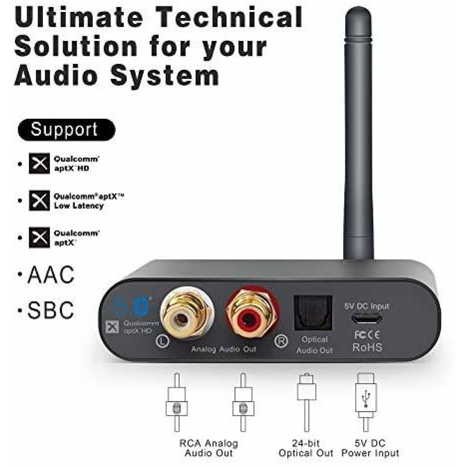 Receptor AKSONIC Adaptador Inalambrico para Bocinas -Negro