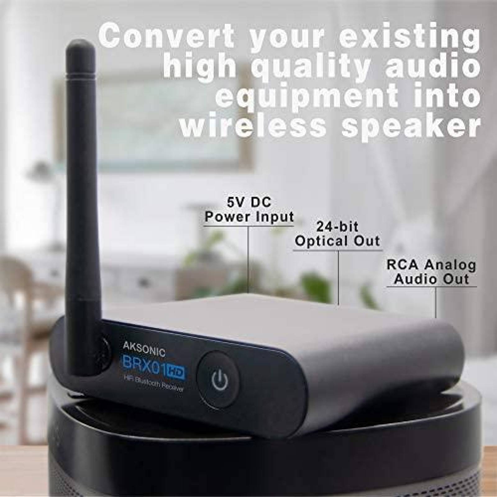Receptor AKSONIC Adaptador Inalambrico para Bocinas -Negro
