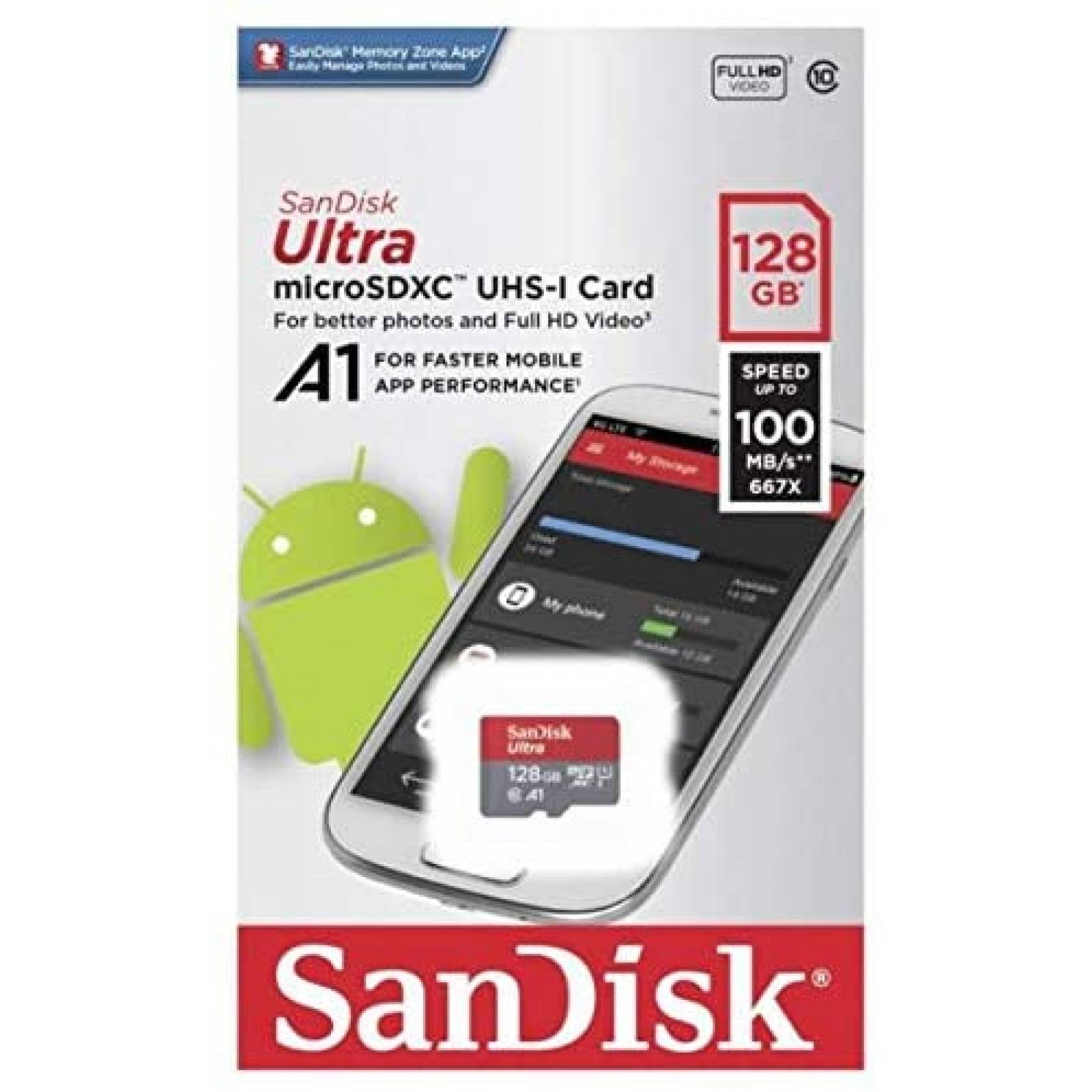 Memoria SanDisk SDSQUAR-128G-GN6MA 128GB Micro SDXC -Blanco