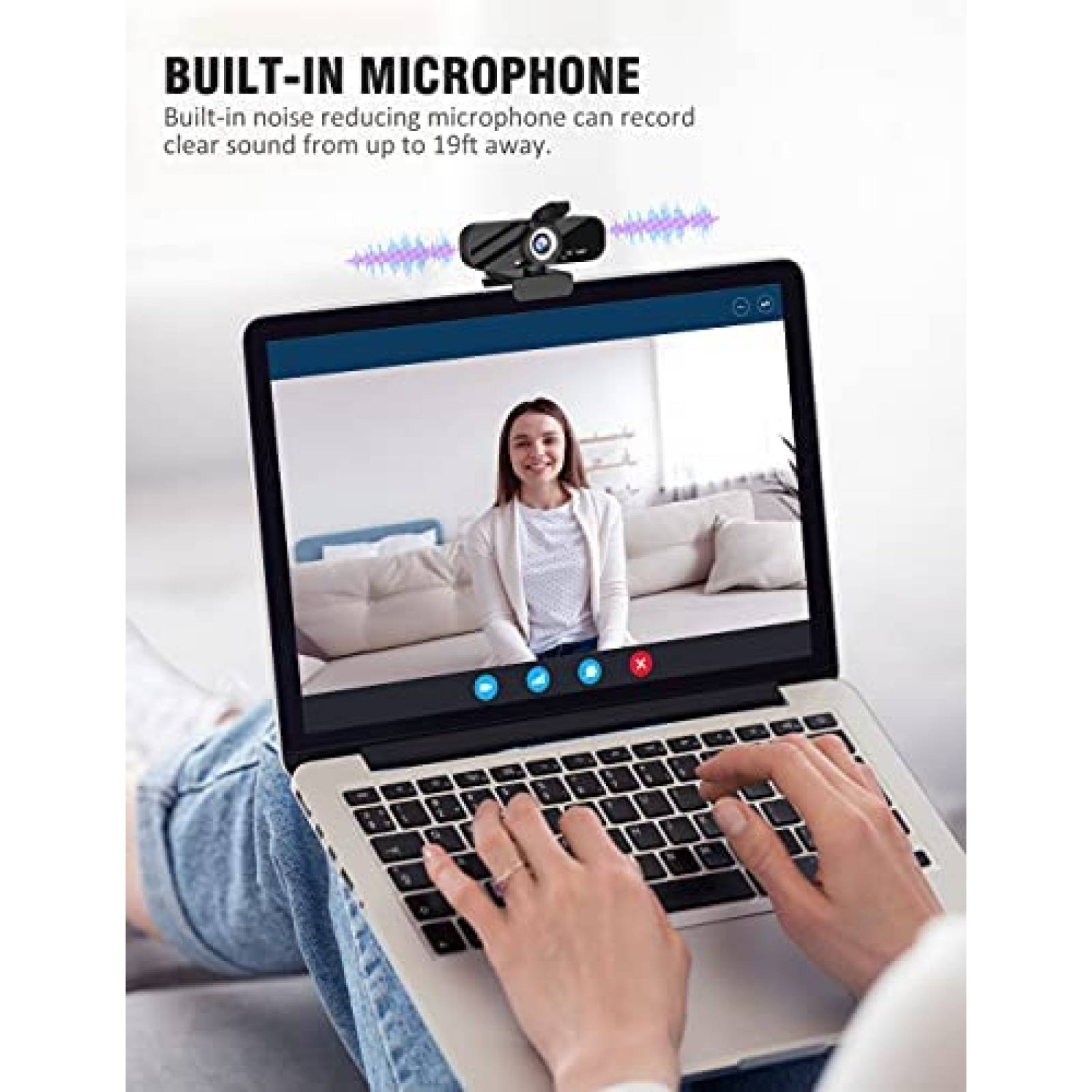 Webcam Tewiky USB FUll HD 1080P de 30 fps con Tripie -Negro