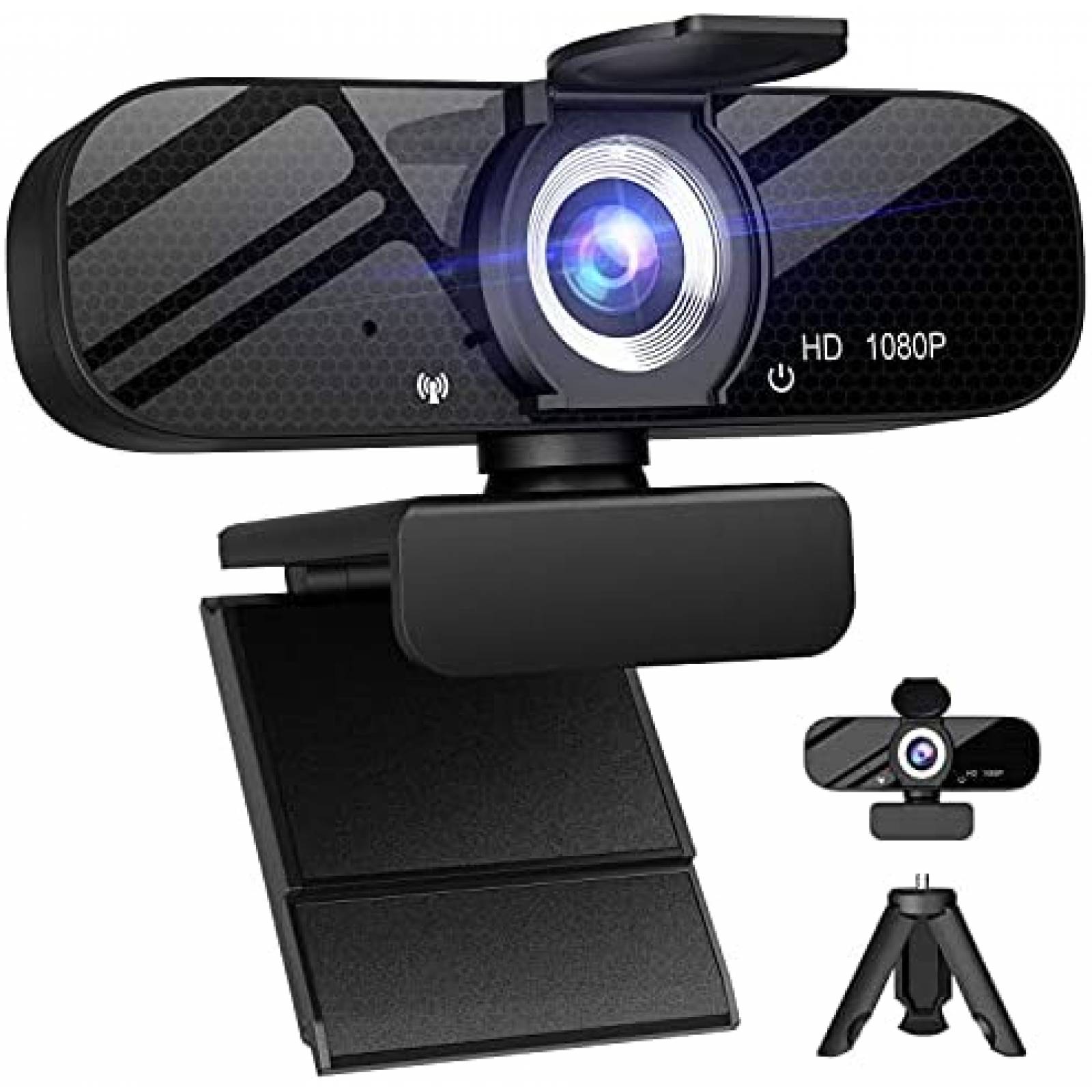 Webcam Tewiky USB FUll HD 1080P de 30 fps con Tripie -Negro