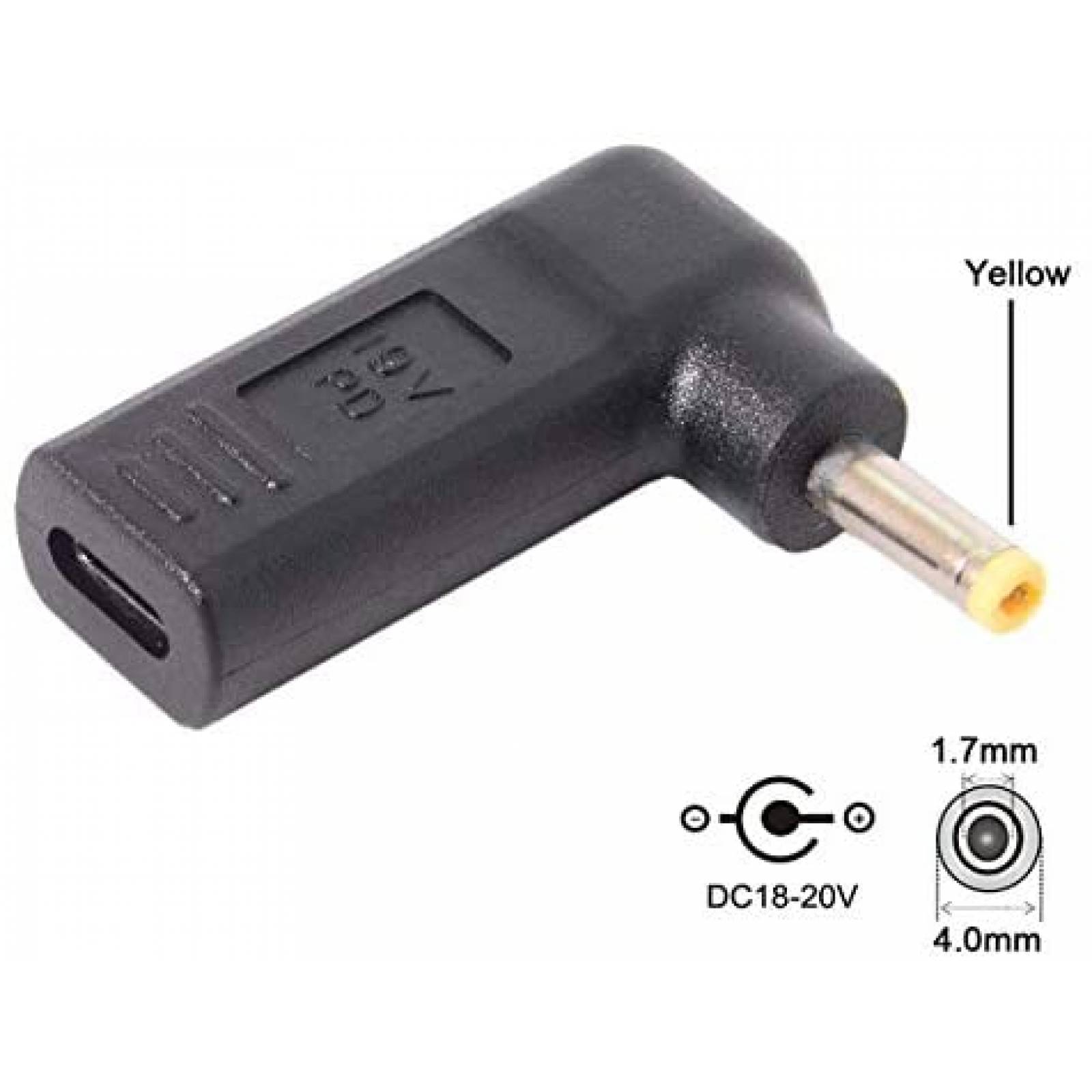 Adaptador cablecc de USB C a DC de 19V 4.0x1.7mm -Negro