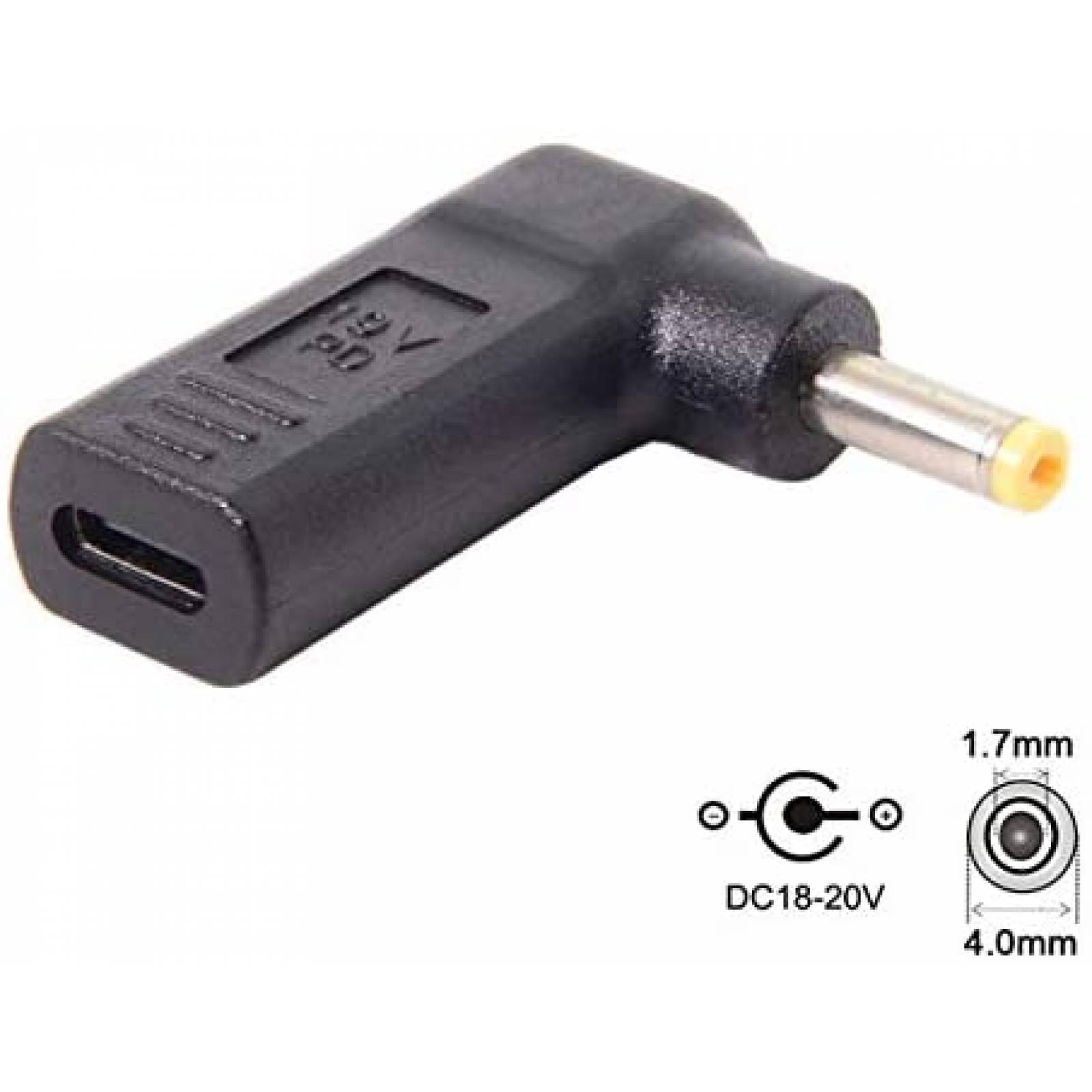 Adaptador cablecc de USB C a DC de 19V 4.0x1.7mm -Negro