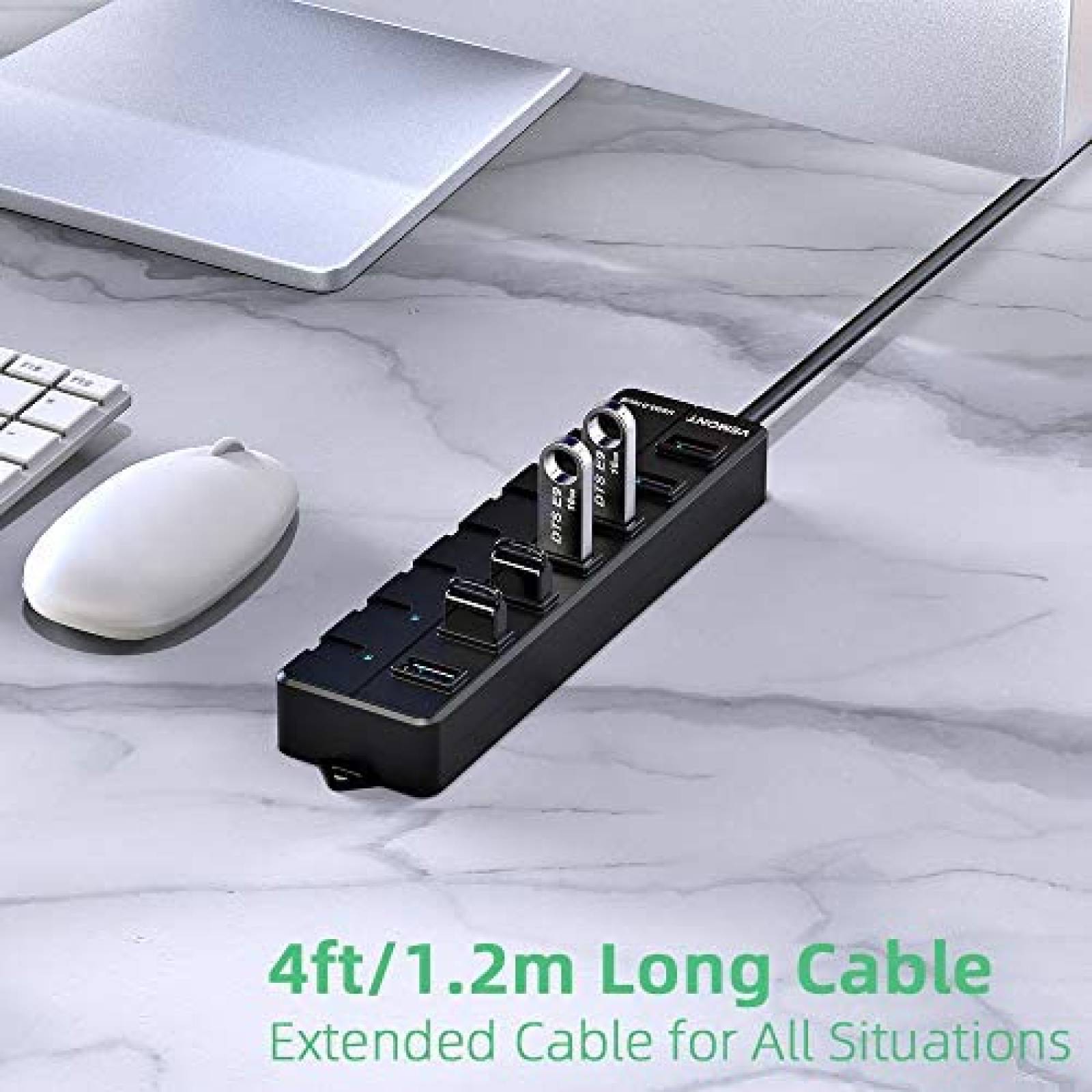 Adaptador USB VEMONT 7 puertos Extension Laptop -Negro