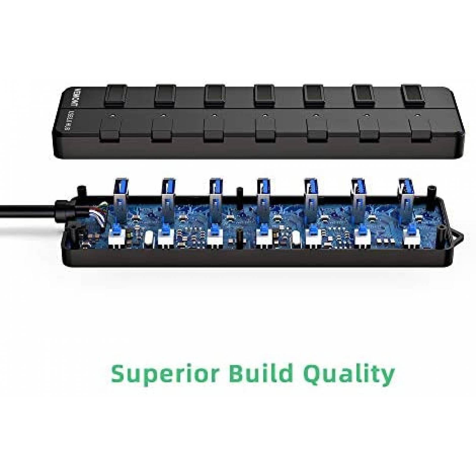 Adaptador USB VEMONT 7 puertos Extension Laptop -Negro