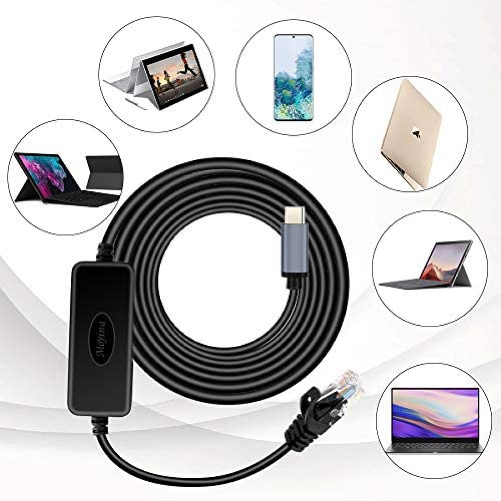 Adaptador Web Moyina USB C a RJ45 Gigabit Ethernet -Negro