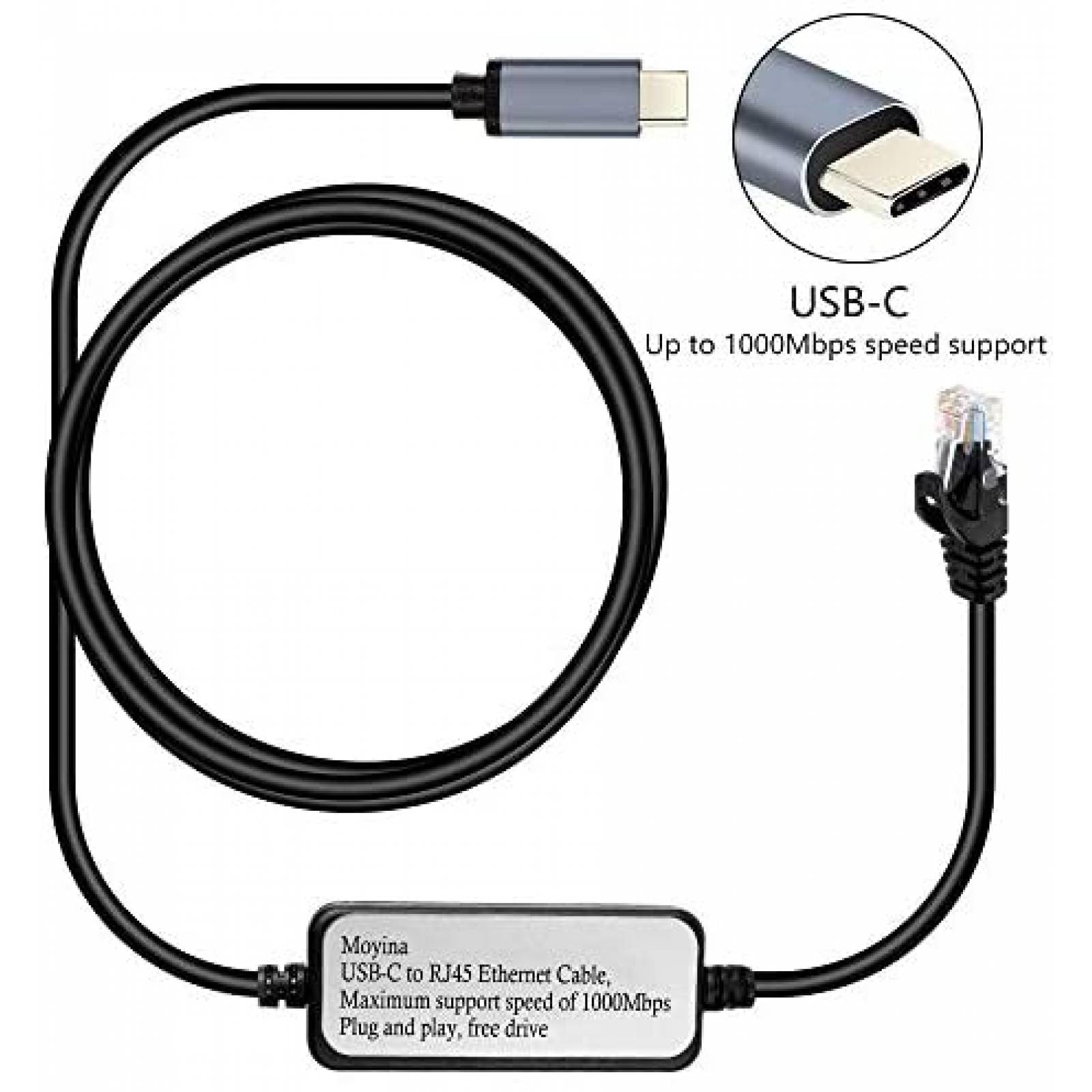 Adaptador Web Moyina USB C a RJ45 Gigabit Ethernet -Negro