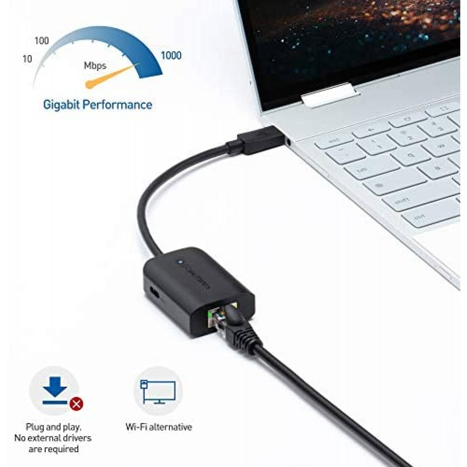 Cable Cable Matters USB-C A Gigabit Ethernet 100W -Negro