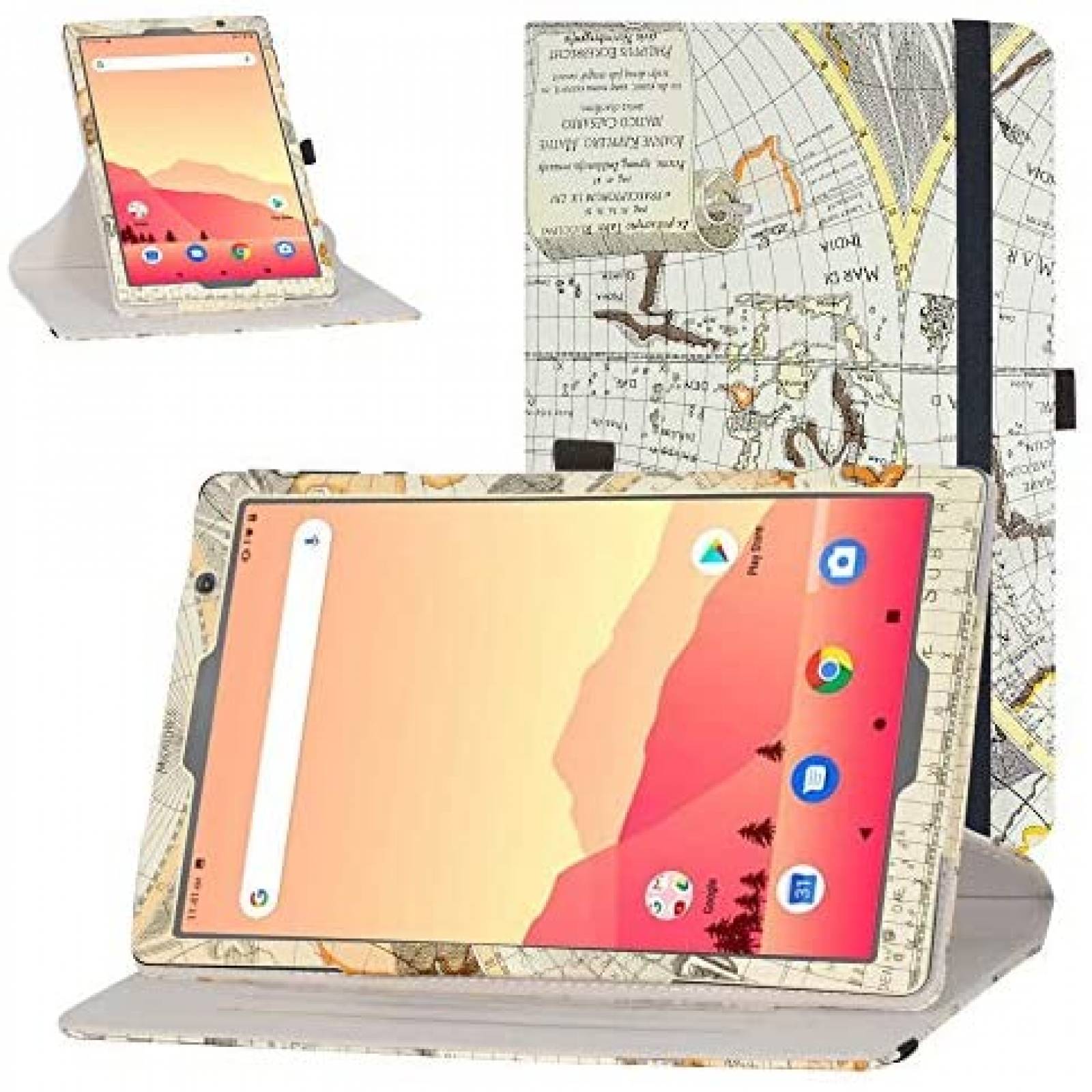 Funda Bige para Vankyo MatrixPad S20 10'' Mapa Mundi -Blanco